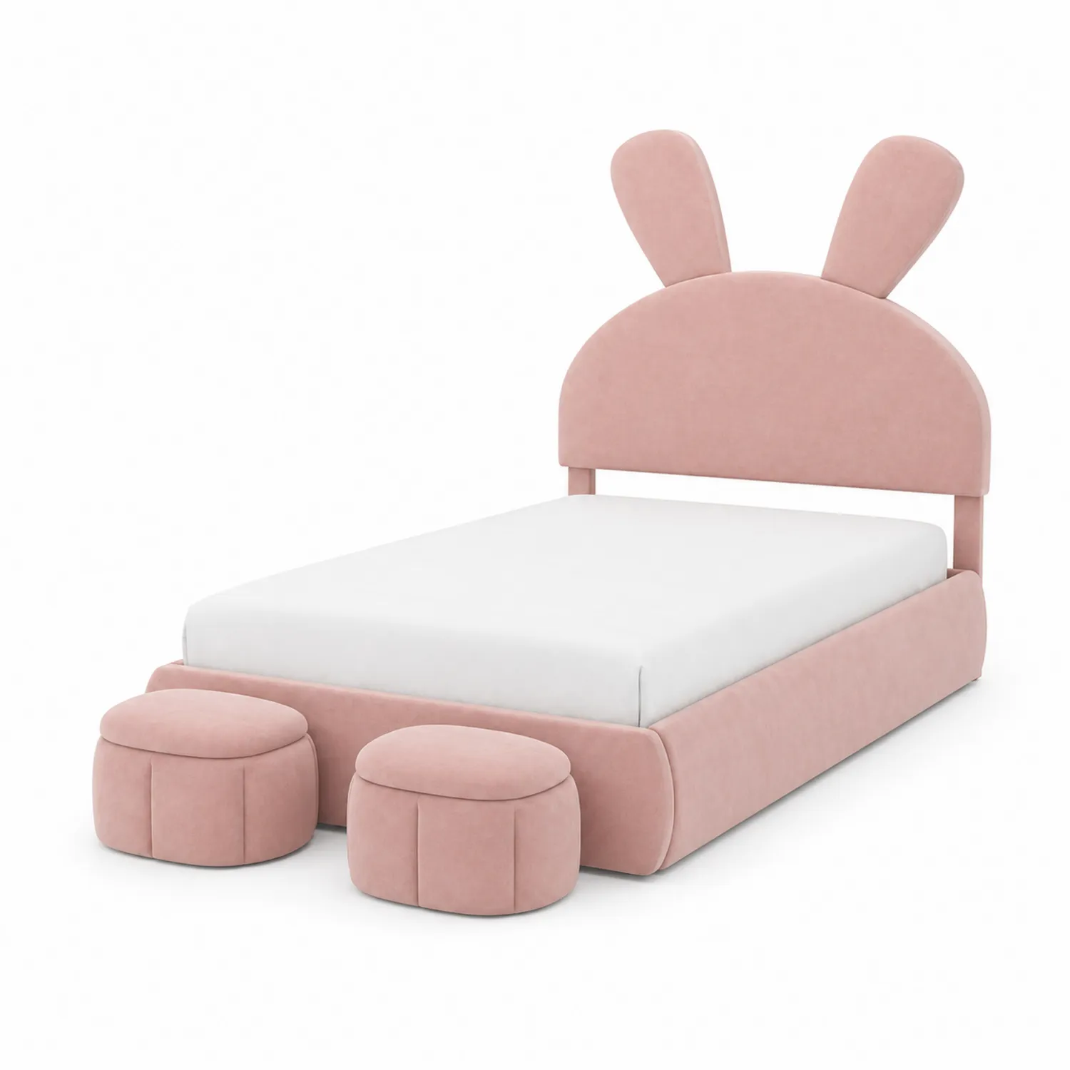 Polsterbett für Kinder mit Hasenkopfteil Rosa-Benrayzen