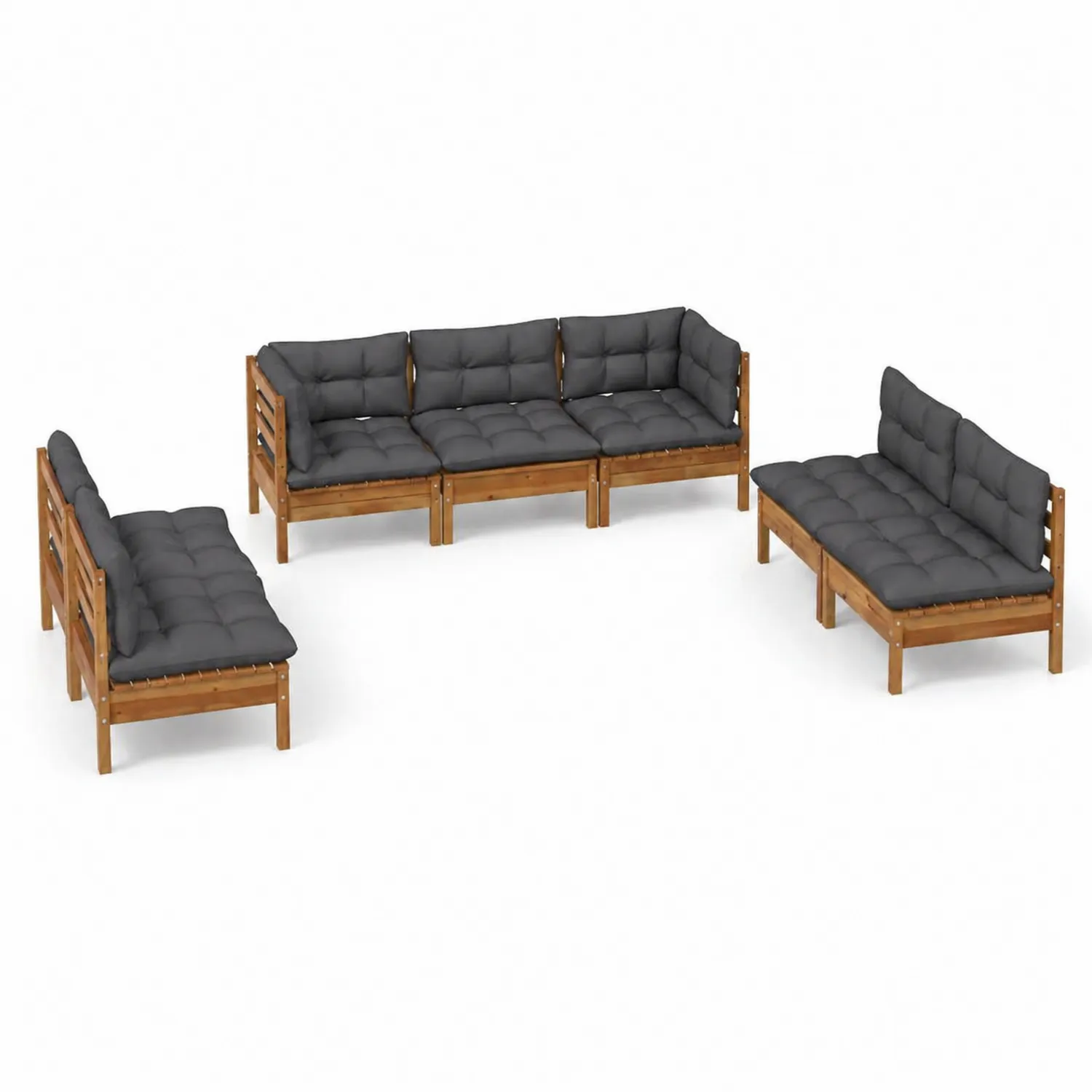 Gartensofa Set Holz Grau 6-teilig-Benrayzen