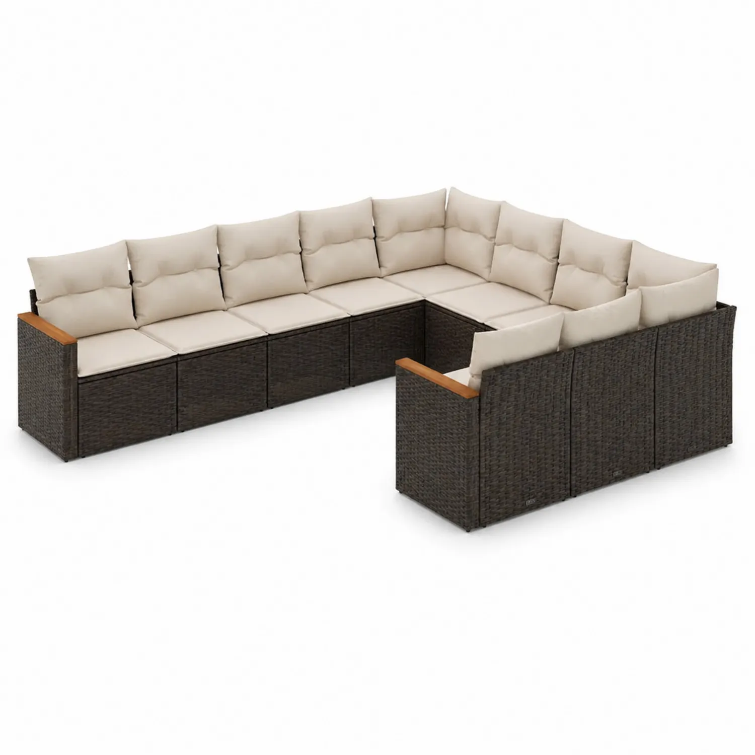 Garten-Sofaset aus Polyrattan und Akazienholz mit Polyesterkissen-Benrayzen