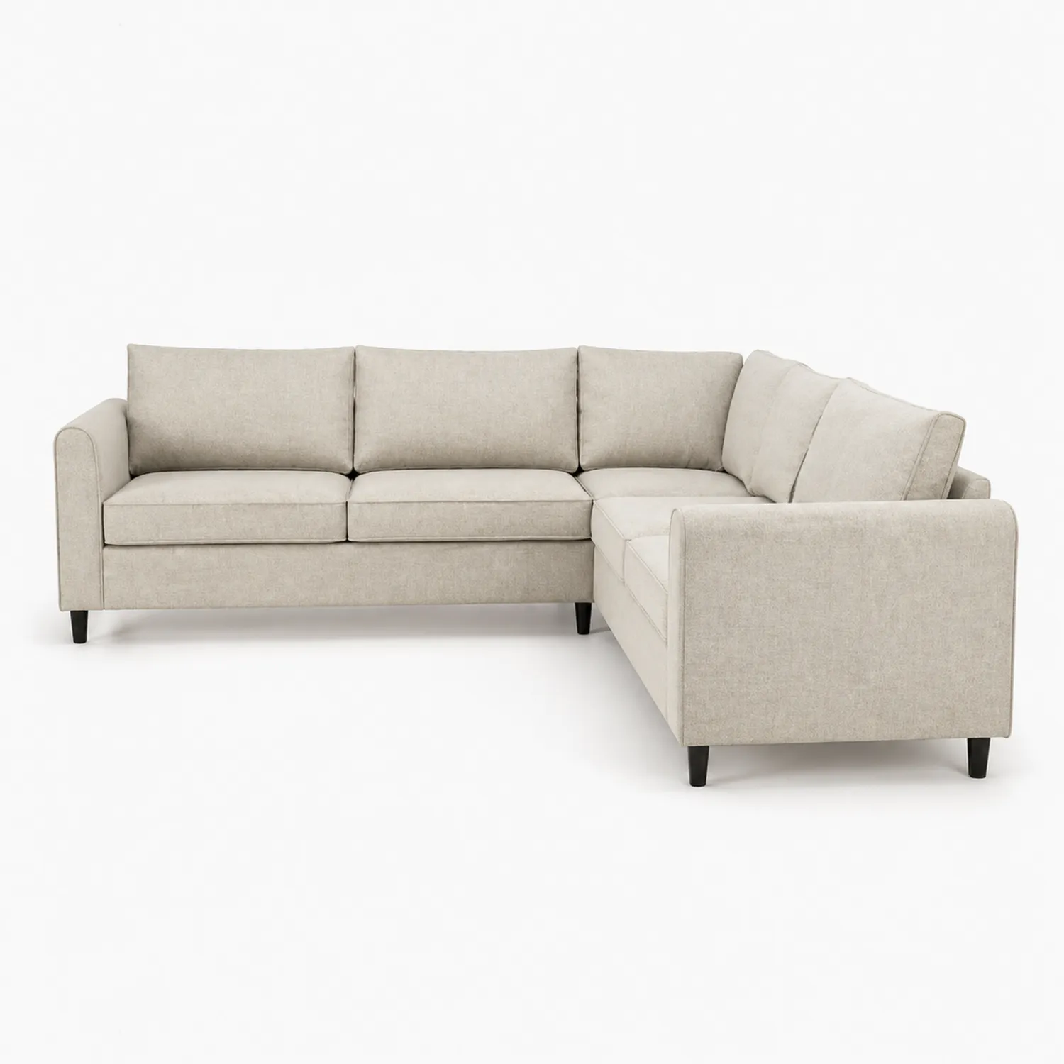 Ecksofa aus Polyesterleinen Beige 350x200x85 cm-Benrayzen