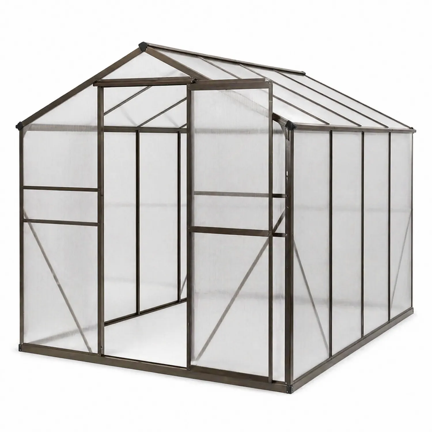 Gewächshaus Aluminium Polycarbonat 250x190x195 cm Grau-Benrayzen