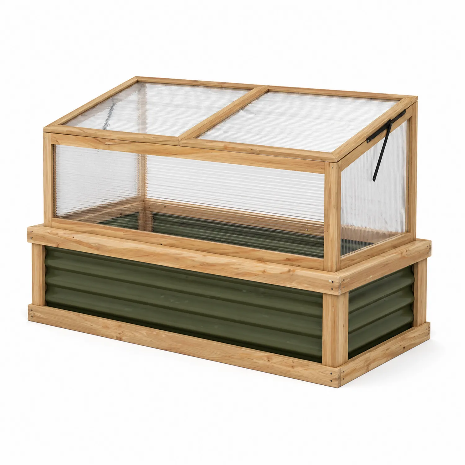 Hochbeet aus Holz mit Polycarbonat-Gewächshausaufsatz-Benrayzen