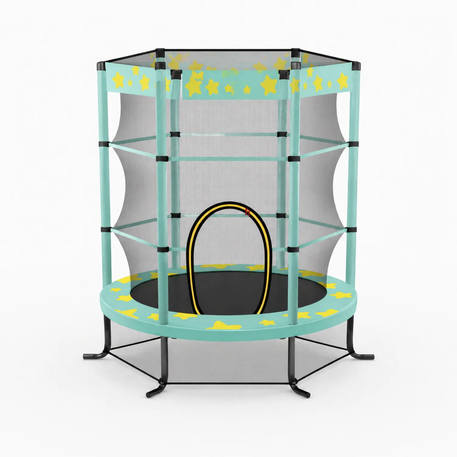 Kindertrampolin mit Sicherheitsnetz aus Stahl 140 cm Grün/Gelb-Benrayzen