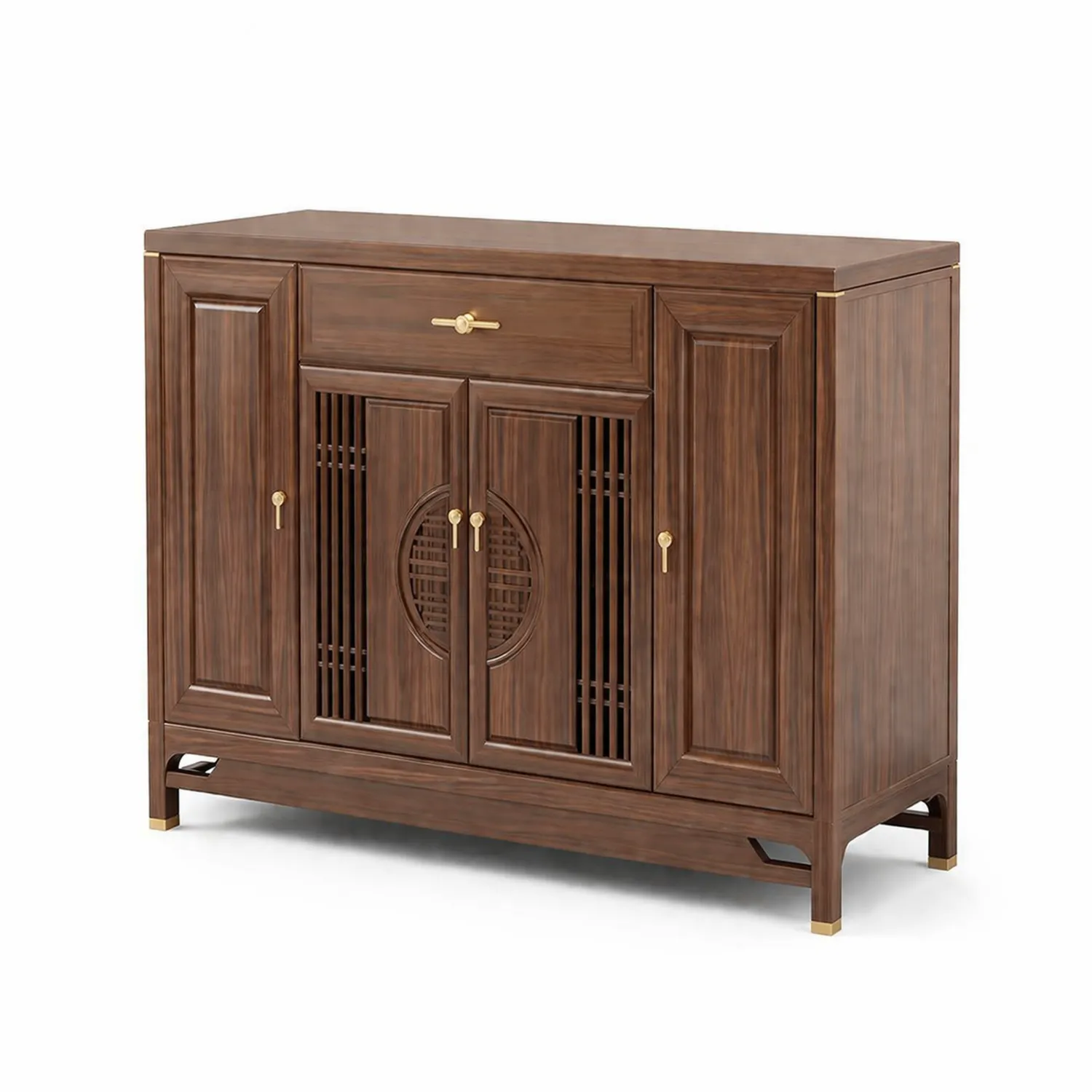 Holzkommode mit 3 Türen und 1 Schublade Braun 120x40x80 cm-Benrayzen