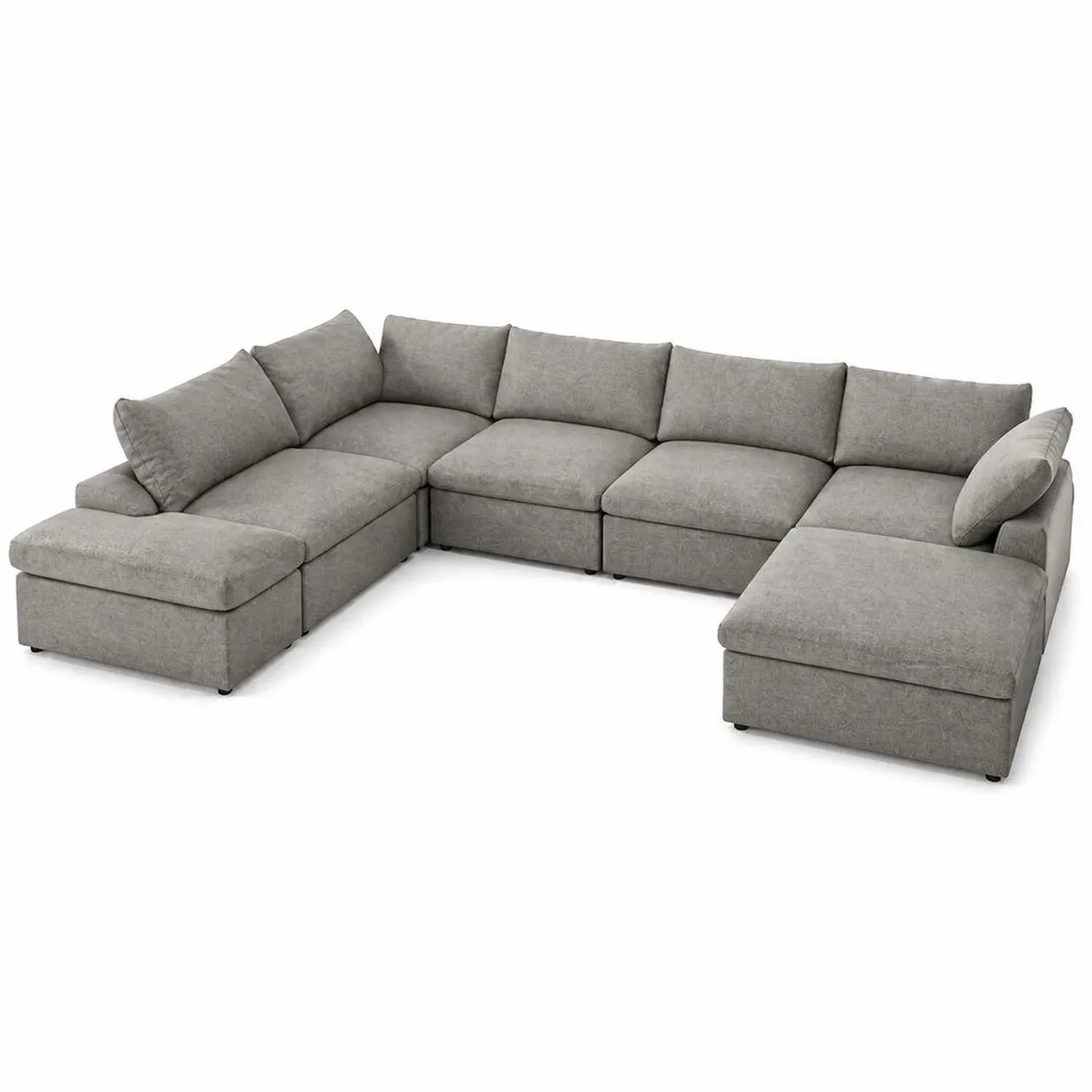 Modulares Ecksofa aus Stoff Hellgrau L-Form 300x200x85 cm-Benrayzen