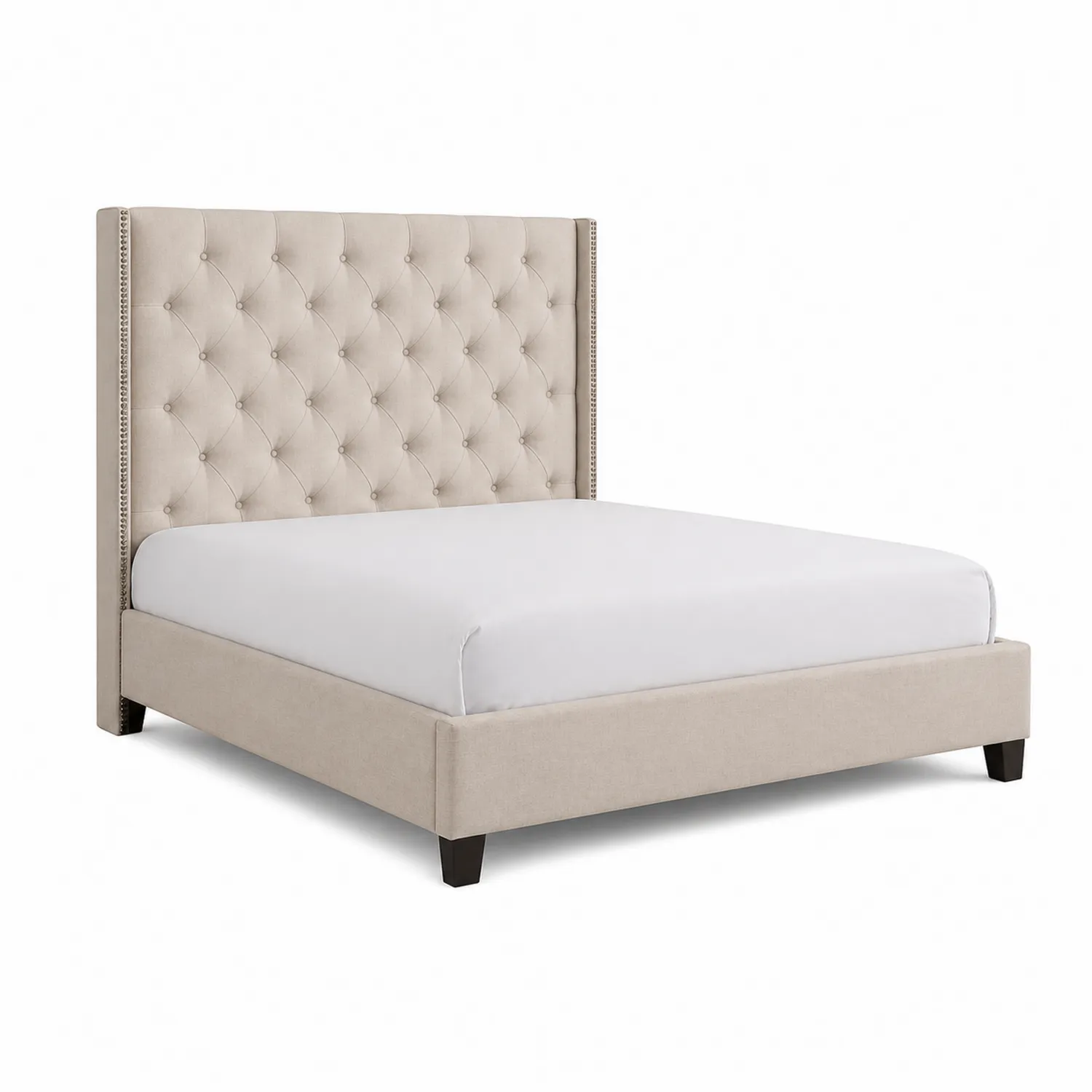 Polsterbett Stoff Beige 200x160 cm mit Kopfstütze-Benrayzen