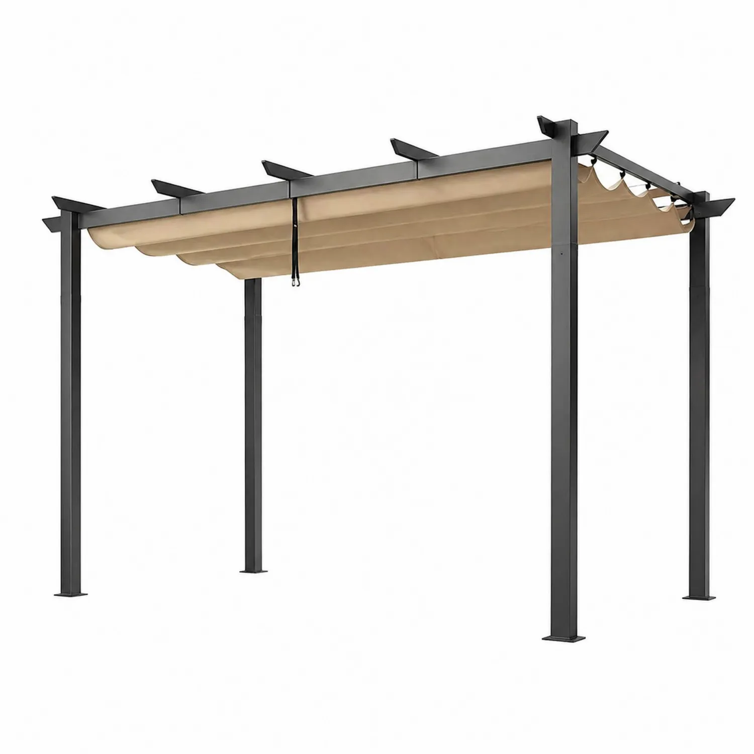 Gartenpergola mit Aluminiumrahmen und Polyesterdach 400x300 cm Beige-Benrayzen
