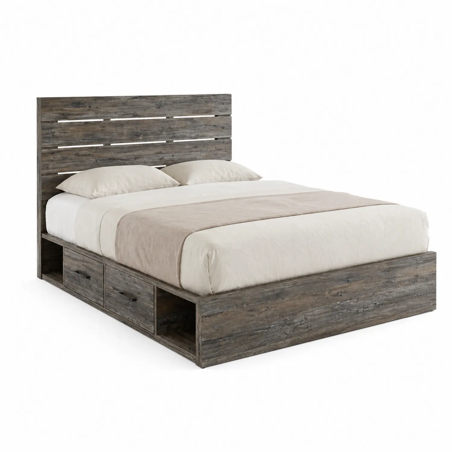 Holzbett mit Schubladen 200x160 cm Eichenfurnier-Benrayzen