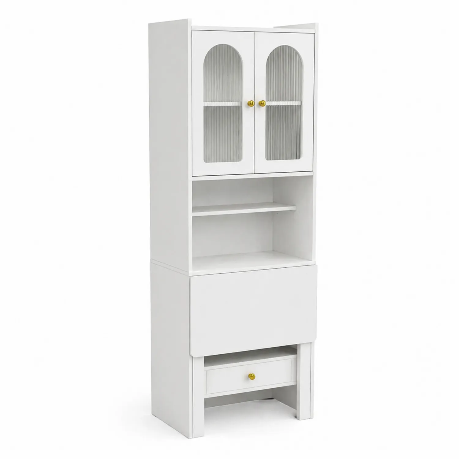 Schrank mit Türen und Schublade MDF Weiß-Benrayzen