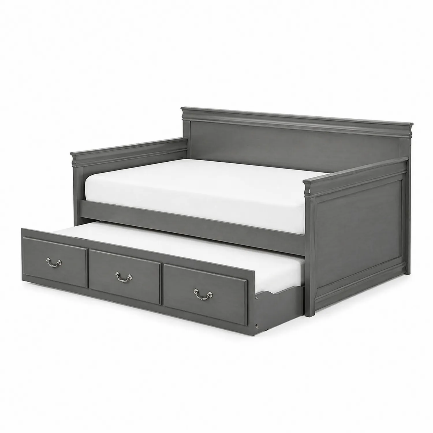 Holztagesbett mit Ausziehbett Grau 200x90 cm-Benrayzen