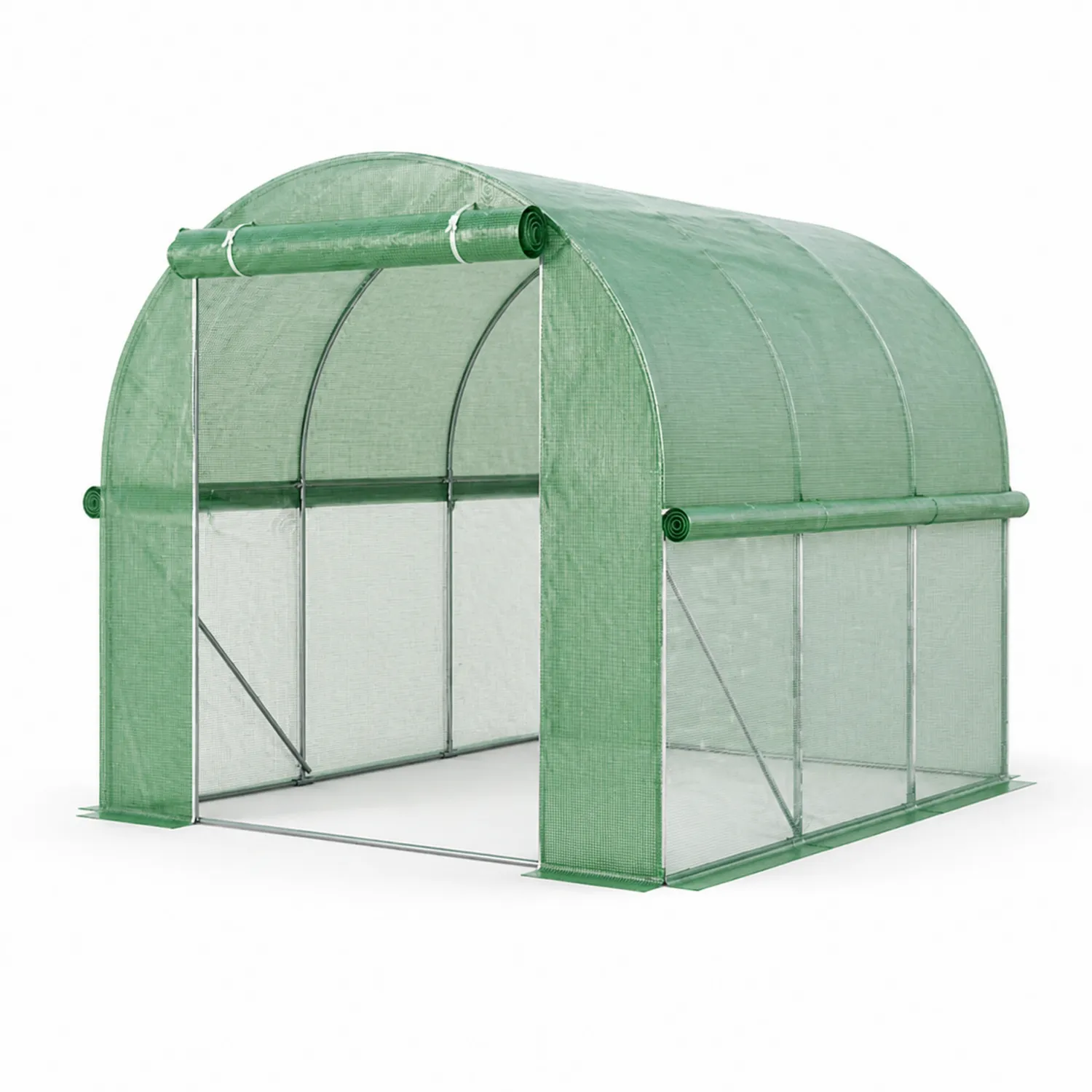 Gewächshaus aus Stahl und PVC-Gewebe in Grün 300x200x200 cm-Benrayzen
