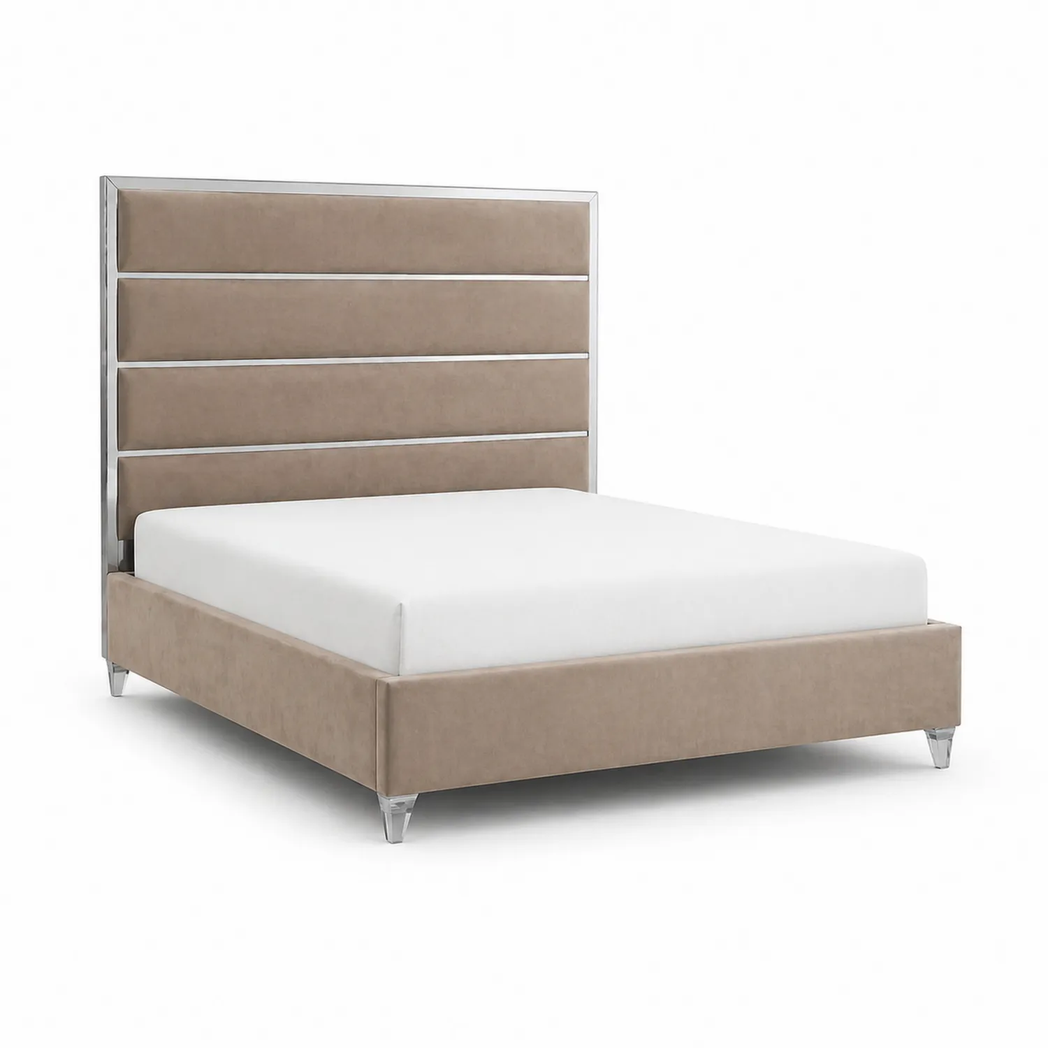 Bettgestell aus Stoff und Metall 200x160cm Beige-Benrayzen