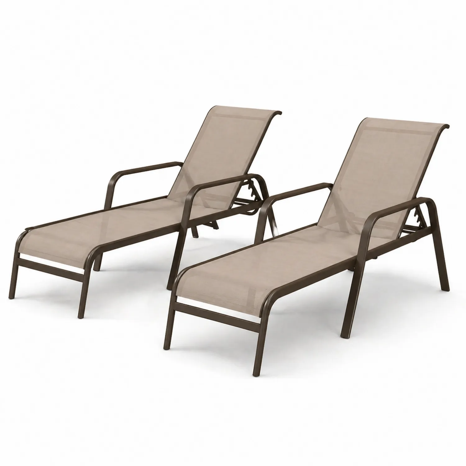 Set aus 2 Sonnenliegen Aluminium Textilene Braun-Benrayzen