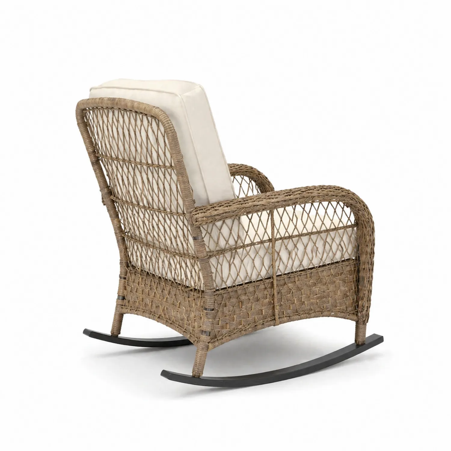 Rattan-Schaukelstuhl mit Baumwollkissen Beige-Benrayzen