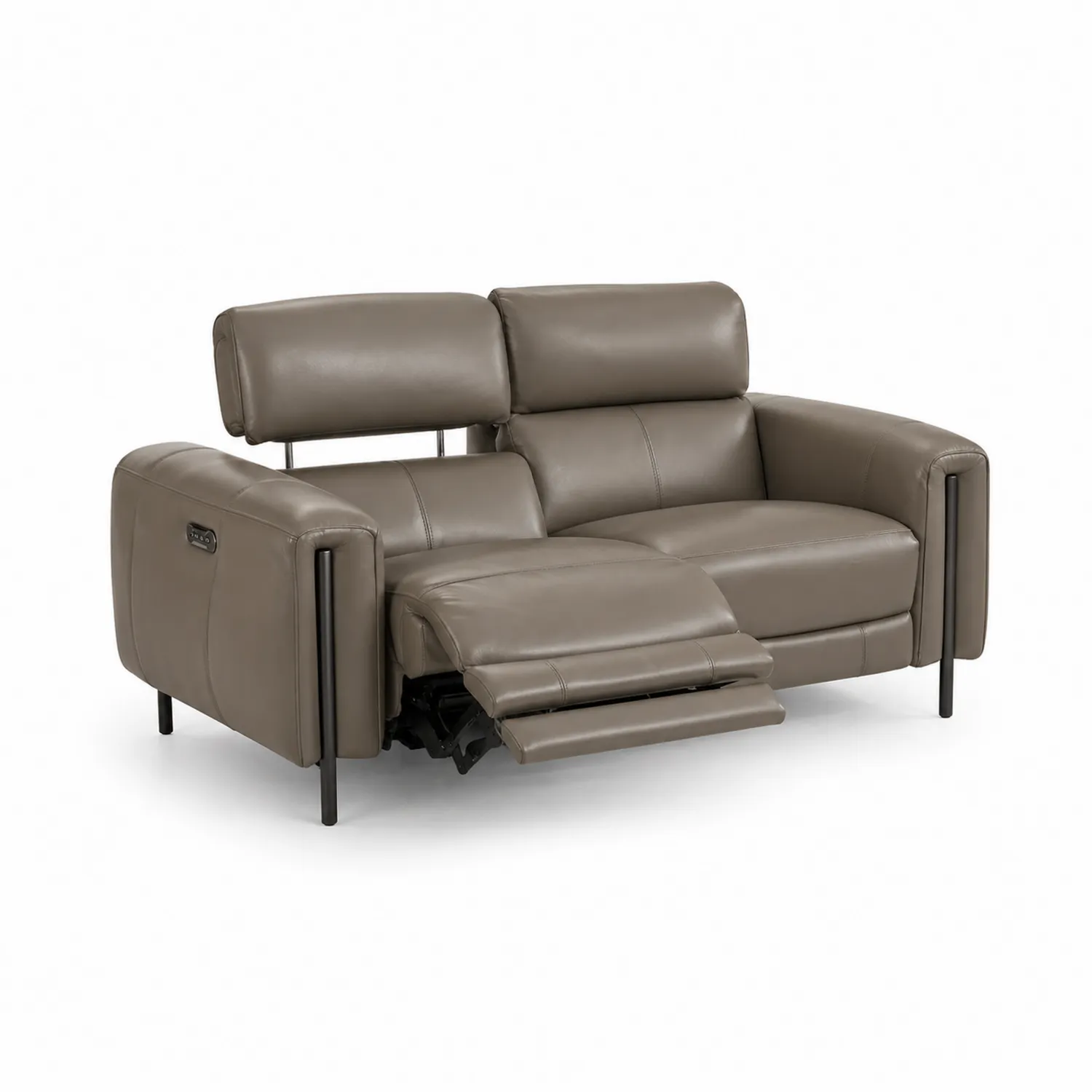 2-Sitzer Leder-Relaxsofa mit elektrischer Funktion, Grau, 200 cm-Benrayzen