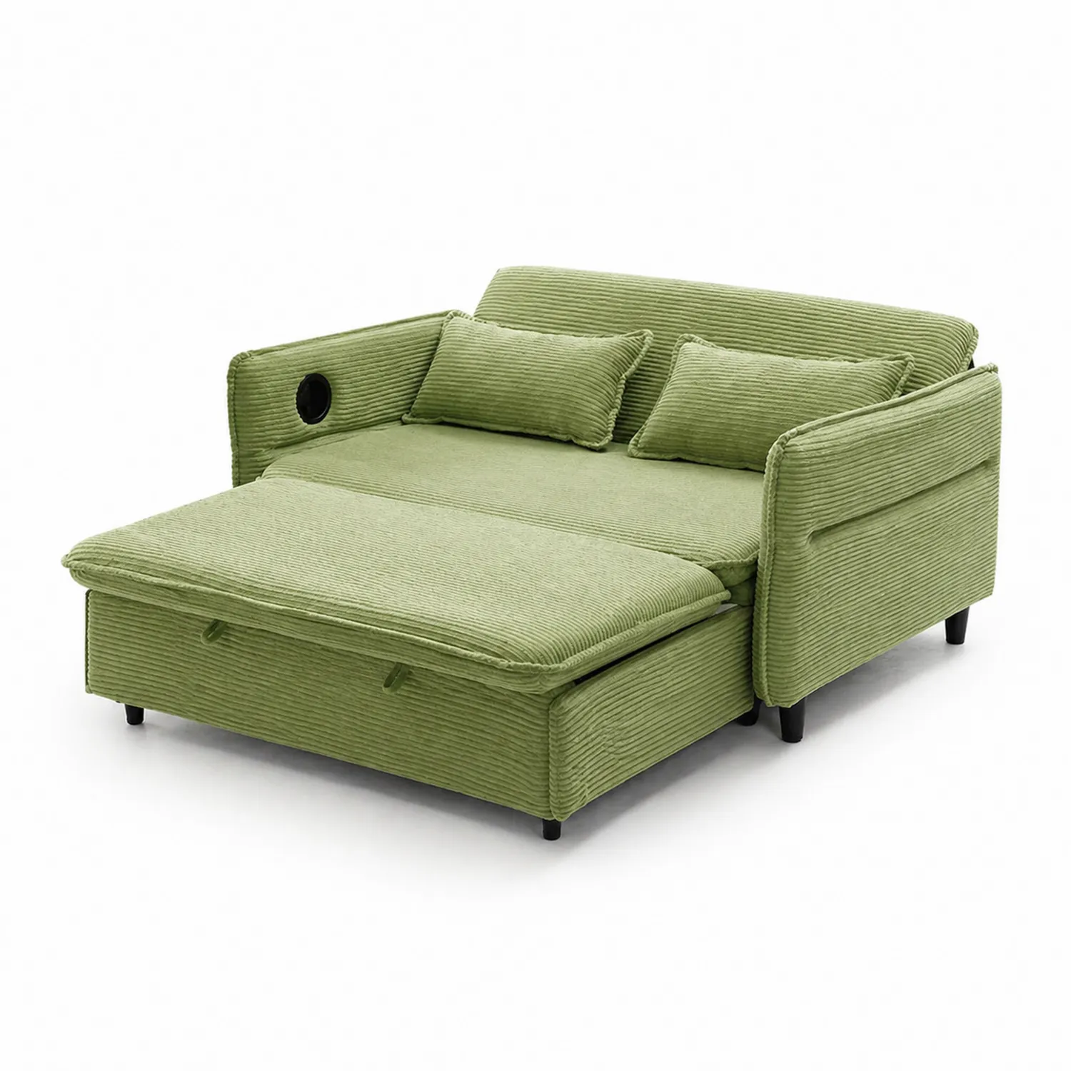 Klappbares Schlafsofa Zweisitzer Cordstoff Grün-Benrayzen