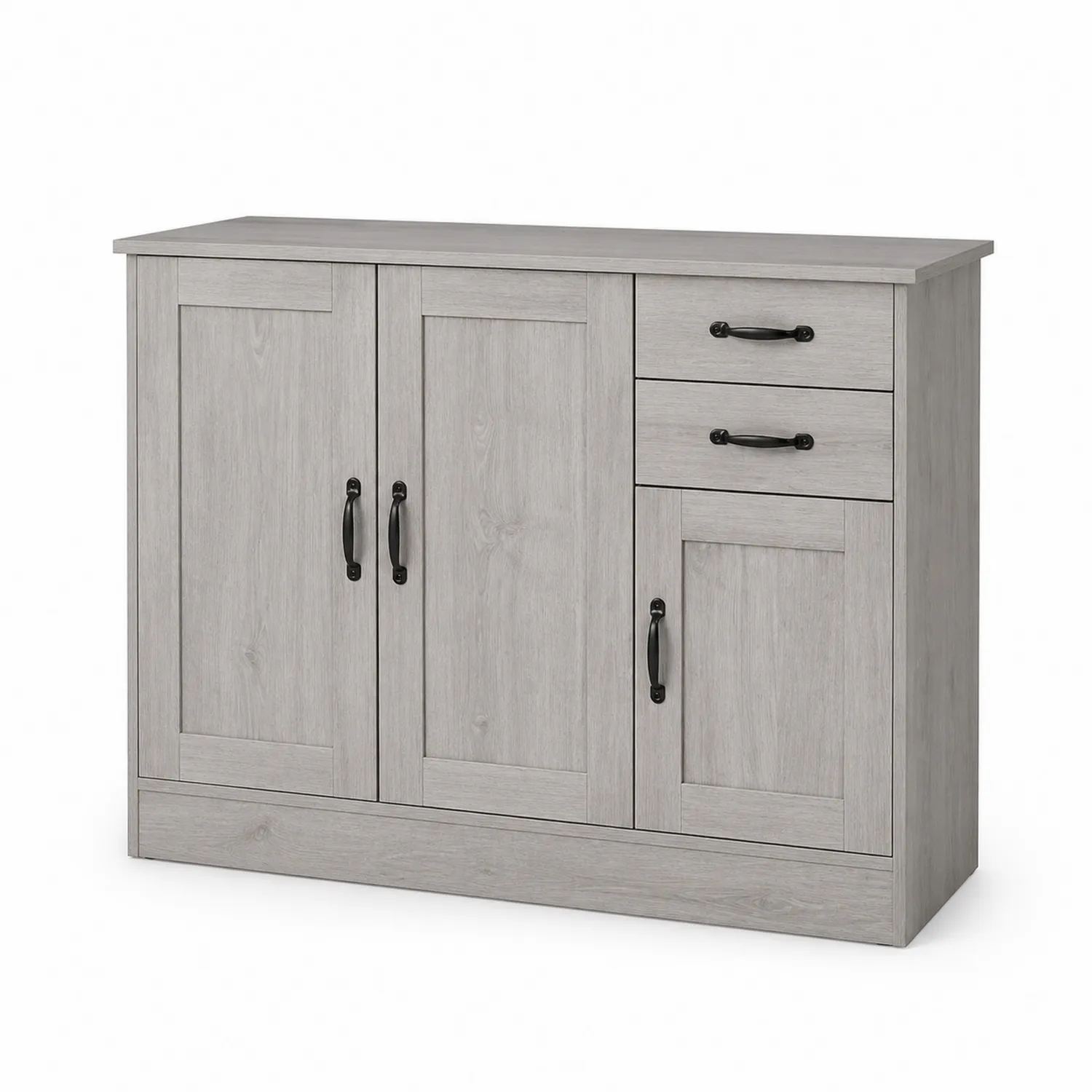Kommode Holzwerkstoff Grau mit Türen und Schubladen 80x120x40cm-Benrayzen