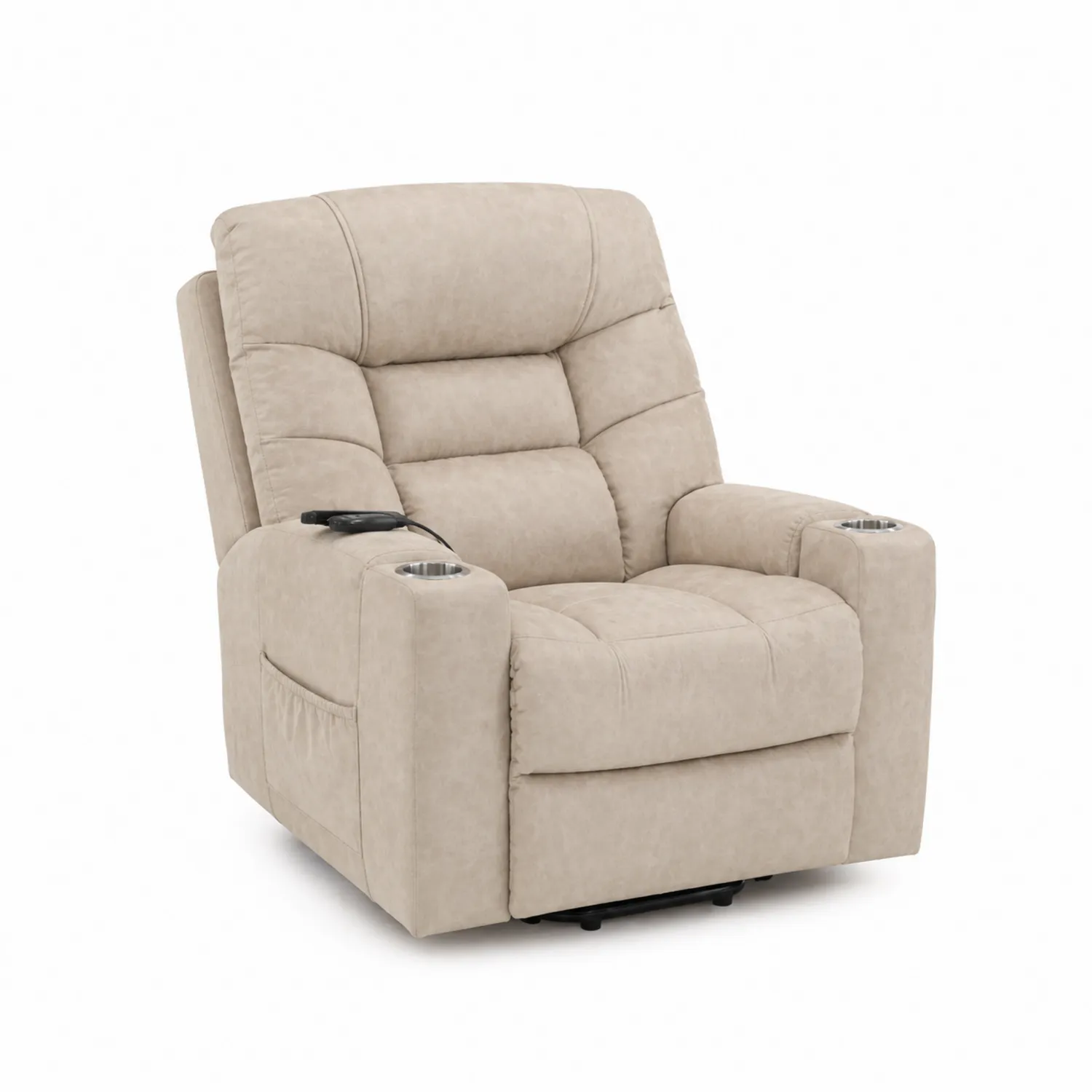 Elektrischer Mikrofaser-Liegestuhl mit Getränkehalter Beige-Benrayzen