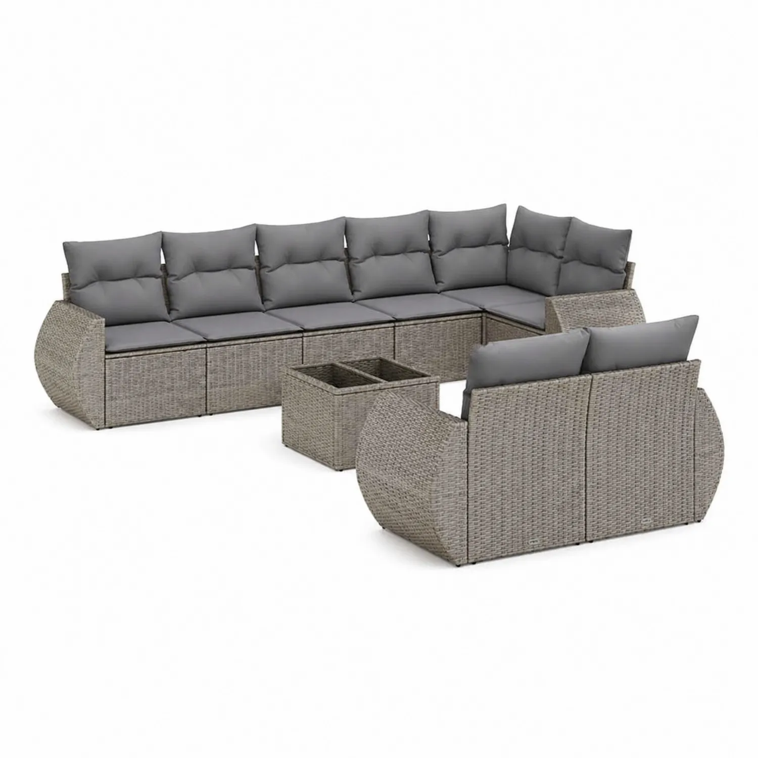 Modulares Gartensofa Set Rattan Aluminium Grau mit Tisch-Benrayzen