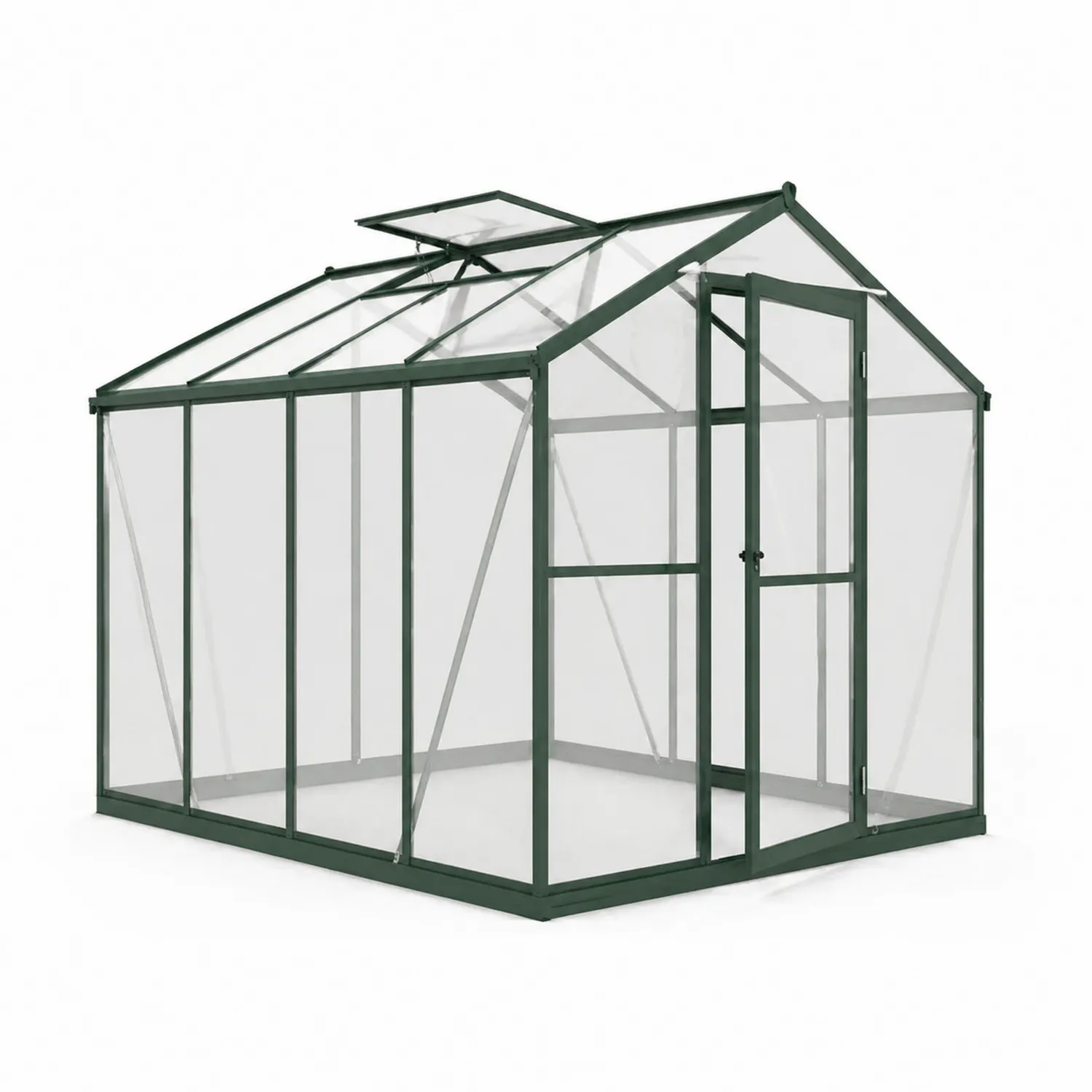 Gewächshaus aus Aluminium und Polycarbonat 250x190x195cm Grün-Benrayzen