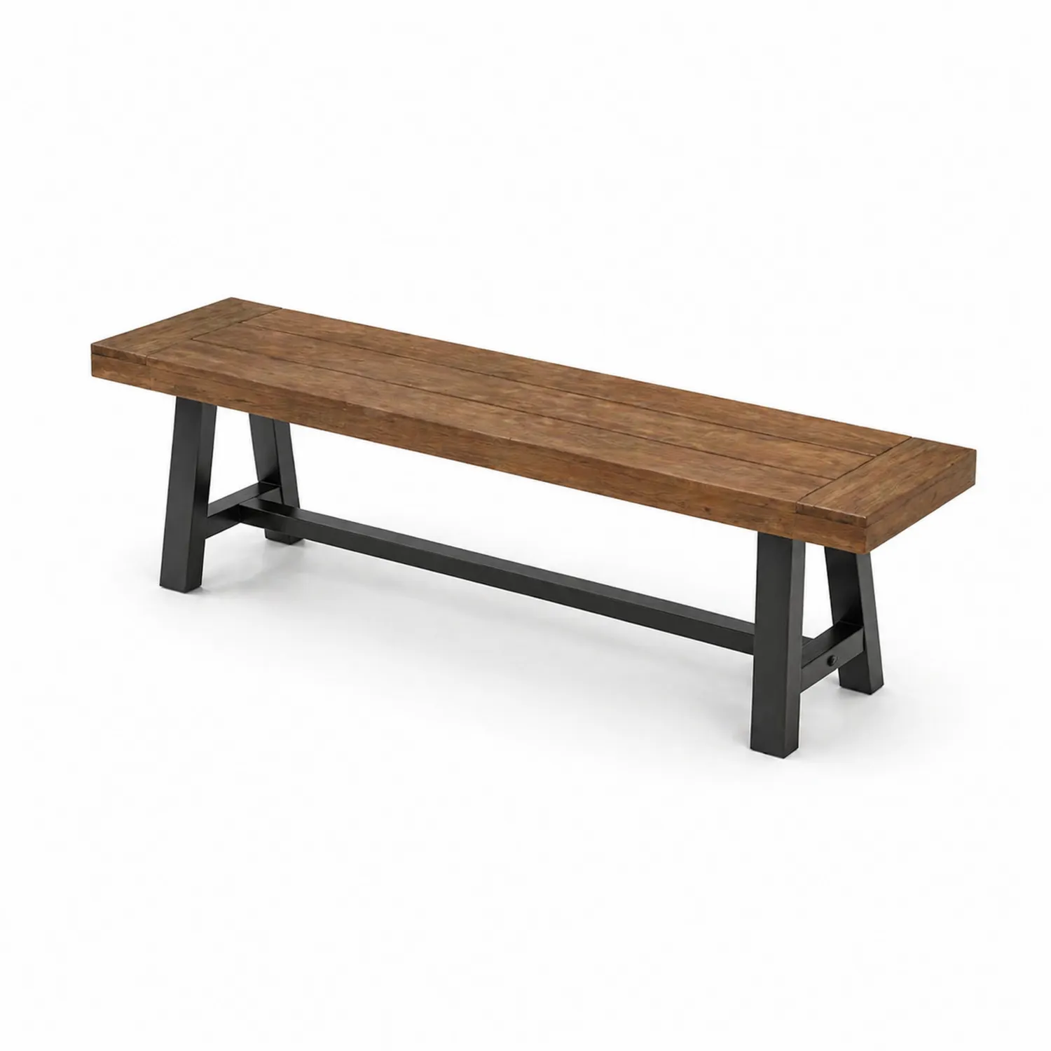Holzbank mit Stahlrahmen 180x35x45 cm Braun/Schwarz-Benrayzen