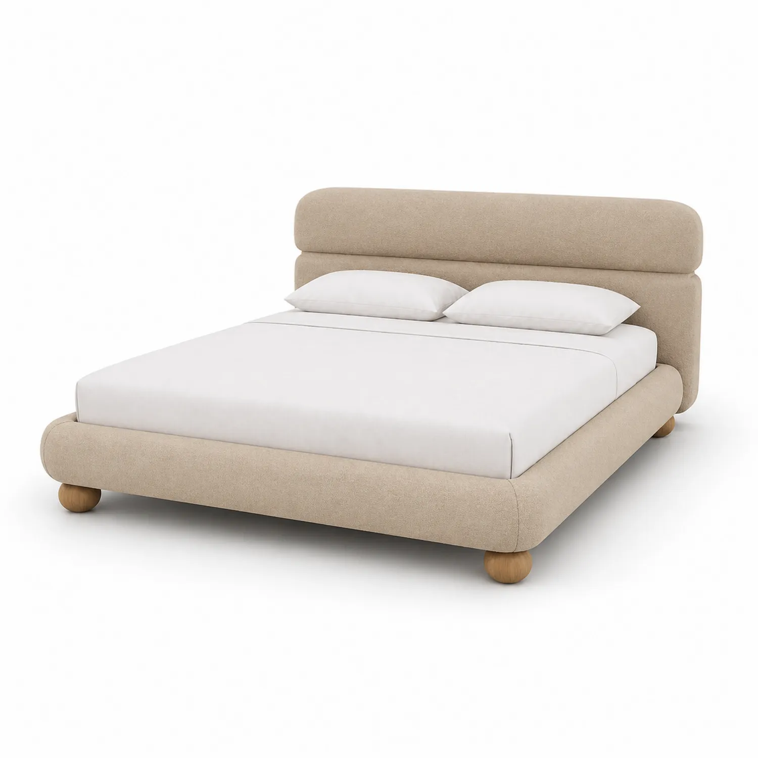 Polsterbett Stoff 200x180 cm Beige Holzbeine-Benrayzen