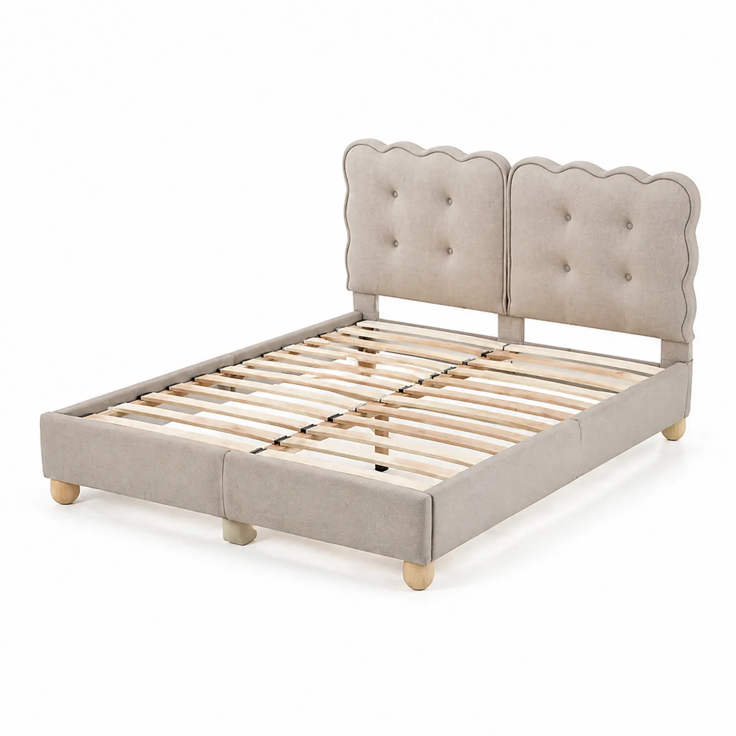 Polsterbett Doppelbett Stoff Holz 200x160cm Beige-Benrayzen