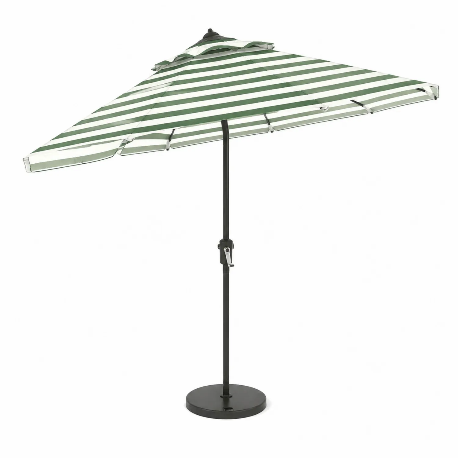 Runder Polyester-Marktschirm Grün/Weiß mit Stahlstange-Benrayzen