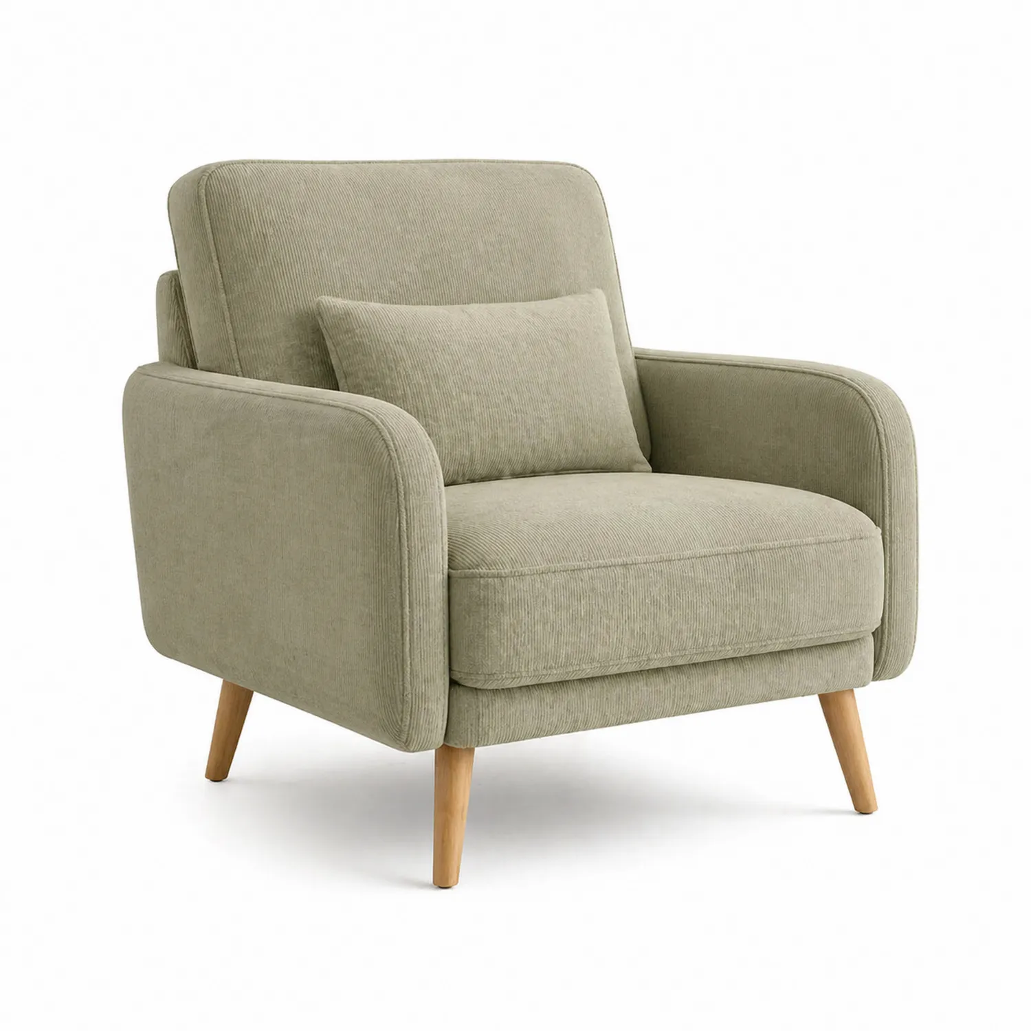 Sillón de pana con patas de madera 90x85x75 cm Verde