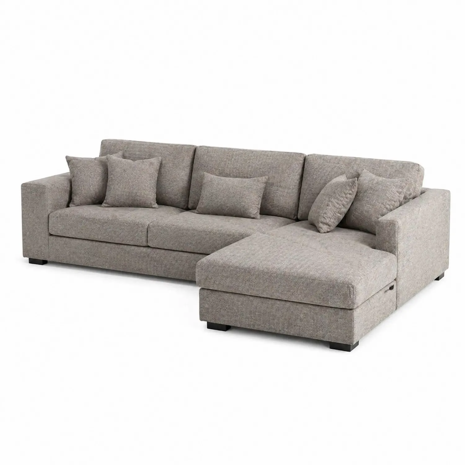 Sofá chaise longue de tela con cojines 300x150x90 cm