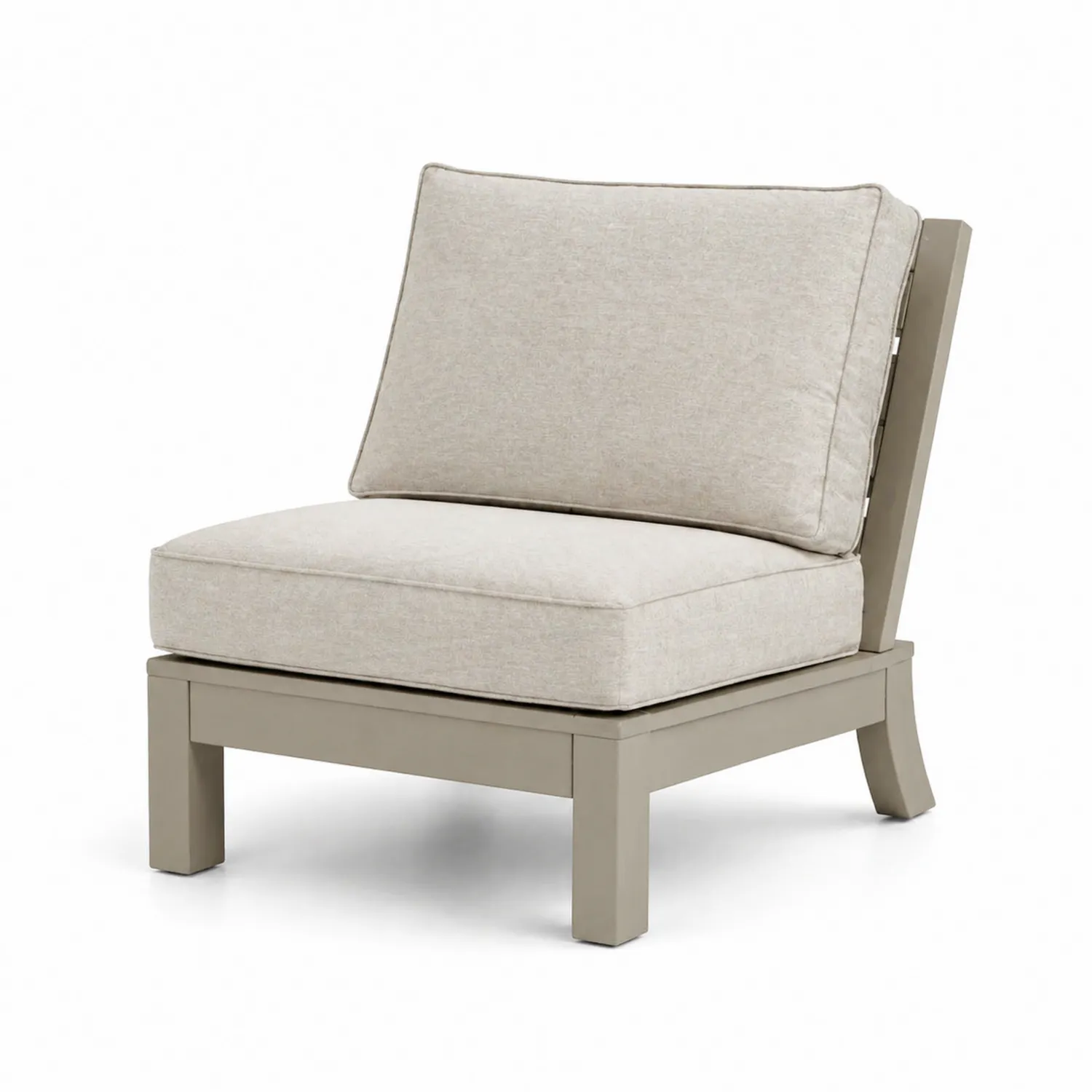 Silla de Aluminio con Cojines de Tela Beige