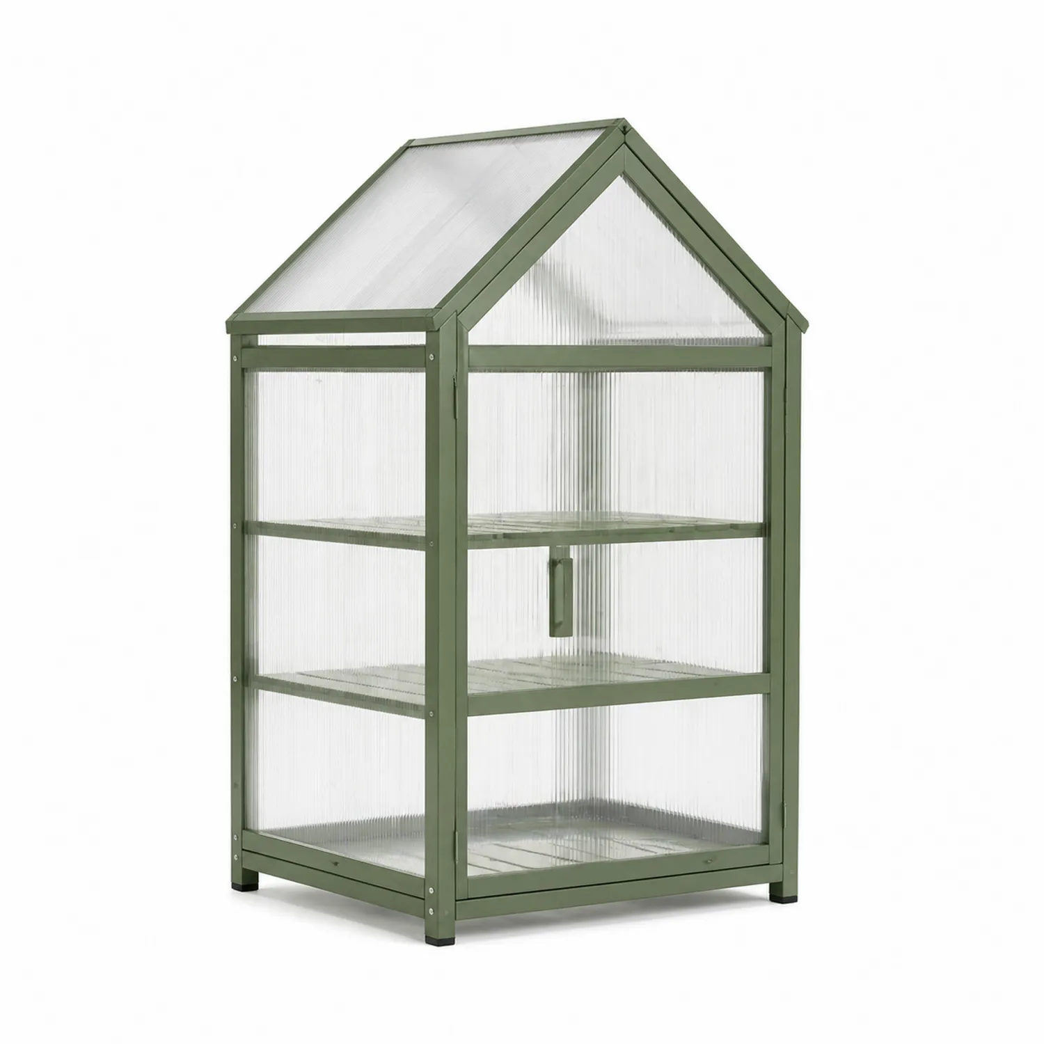 Invernadero de Policarbonato y Acero Verde 77x38x120 cm