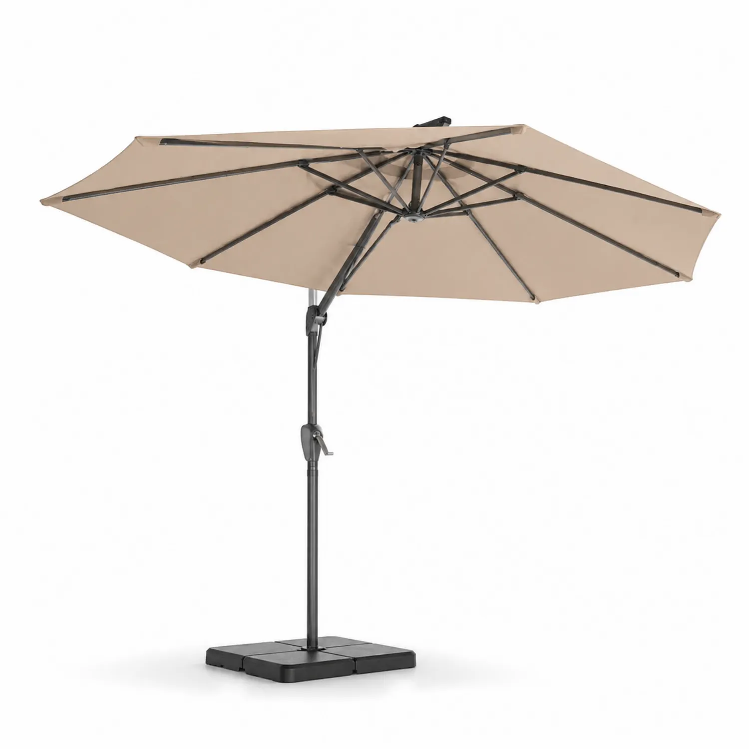 Sombrilla de brazo lateral redonda de tela y metal 300 cm Beige