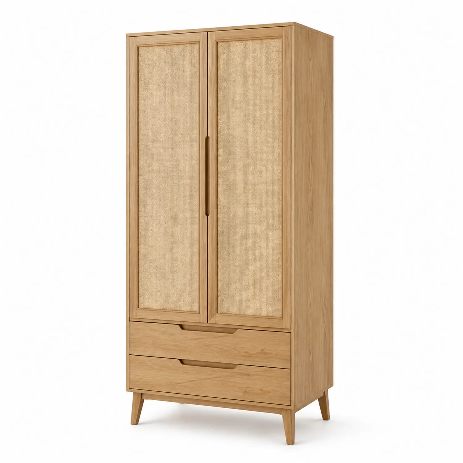 Armario de Madera y Yute Roble Natural