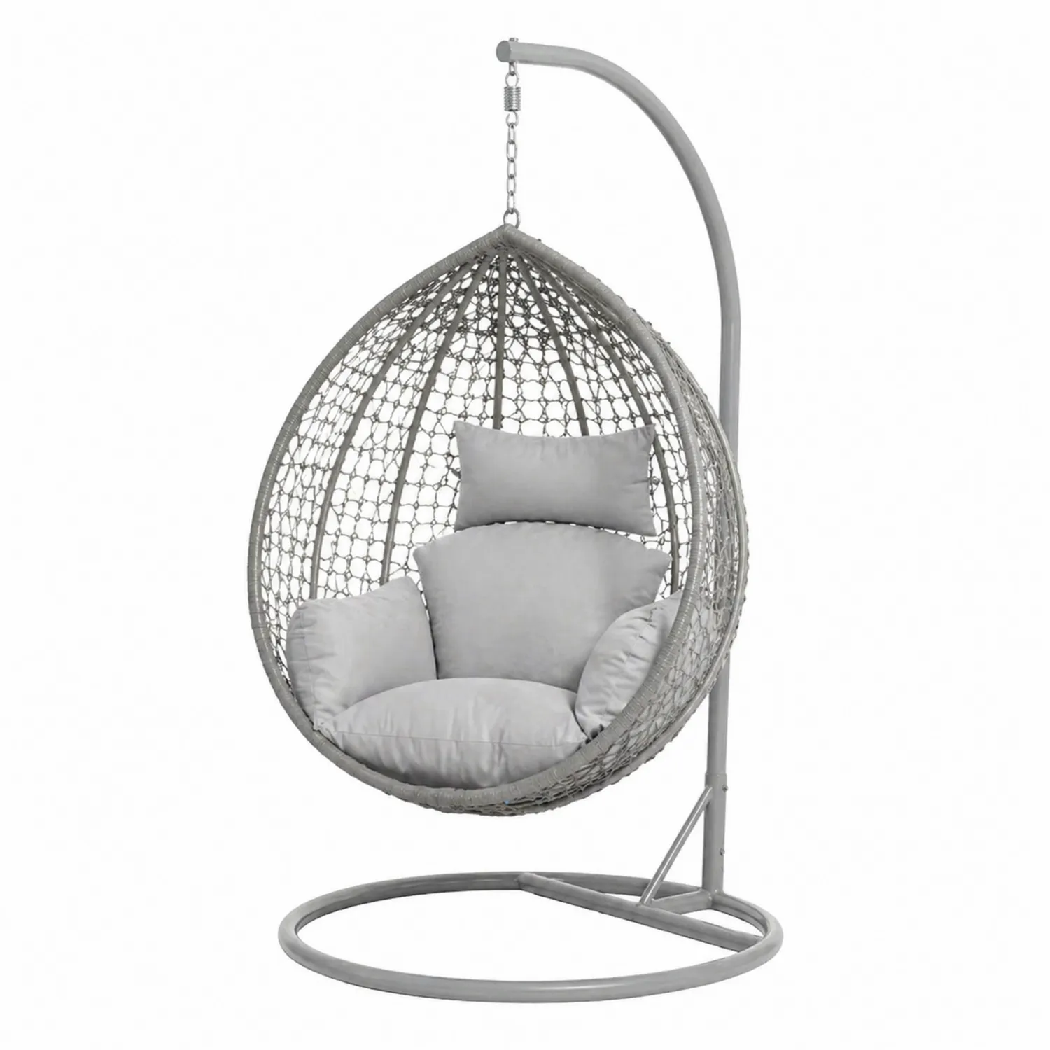 Silla colgante de ratán sintético con cojines gris 195x95 cm