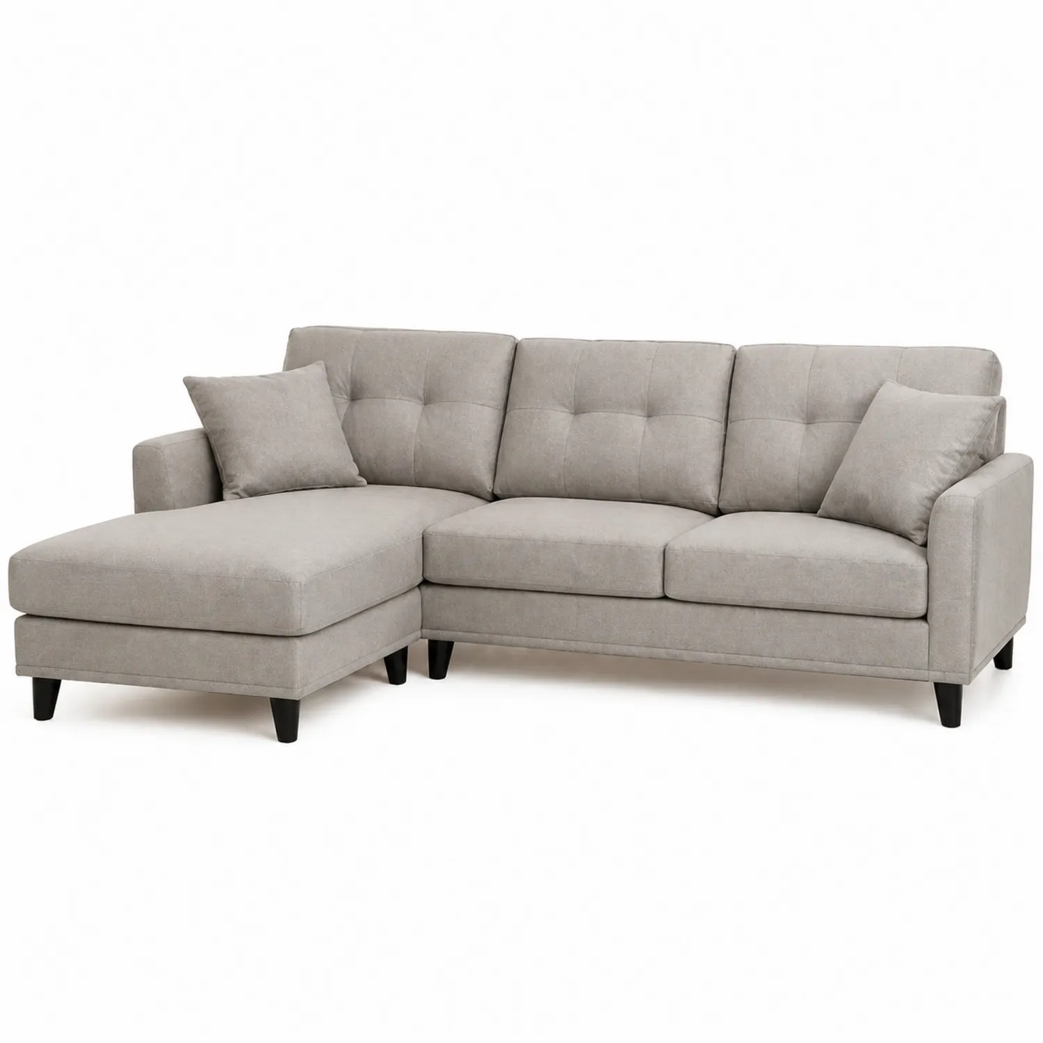 Sofá seccional de tela con chaise longue gris