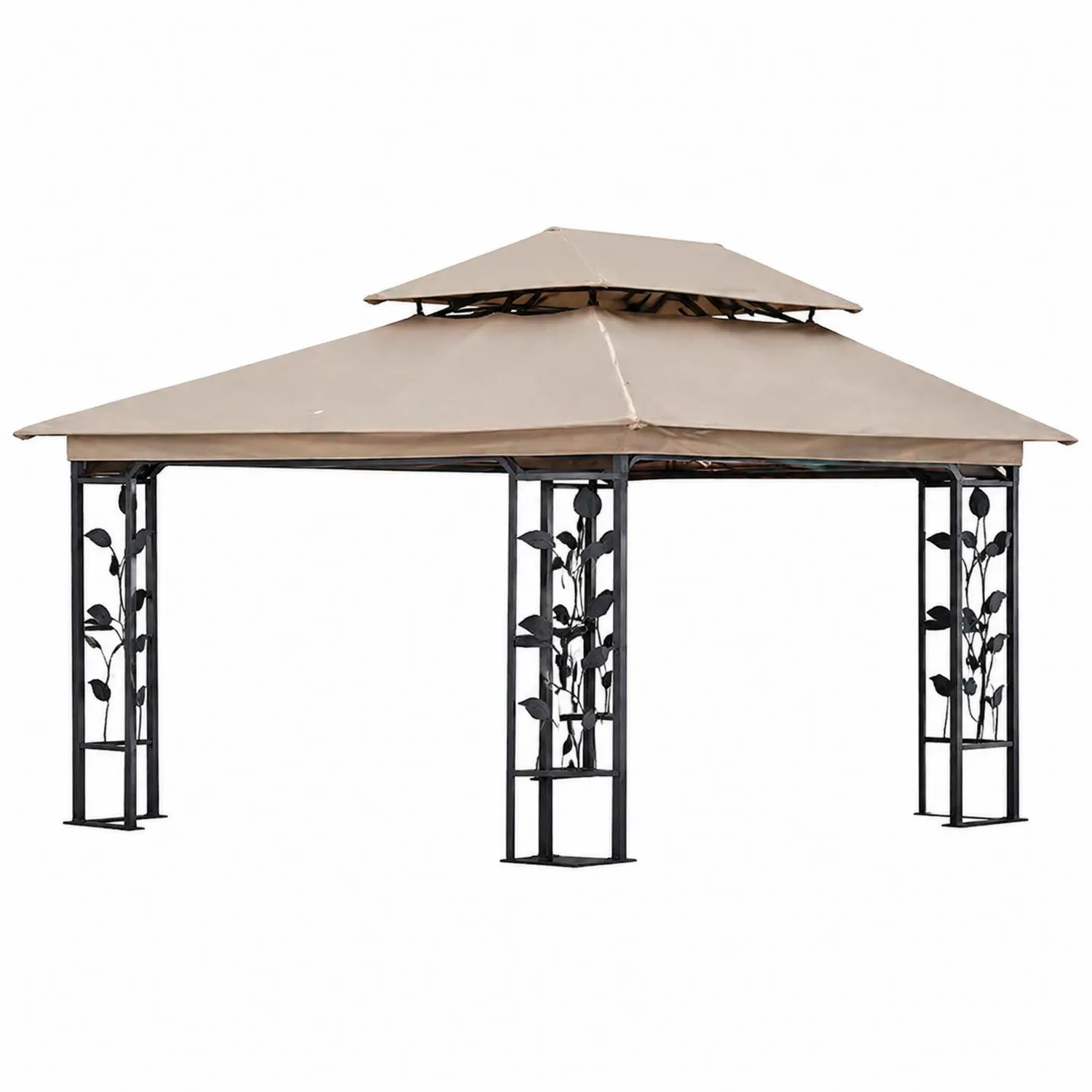 Cenador de Metal con Techo de Poliéster Beige 3x4 m