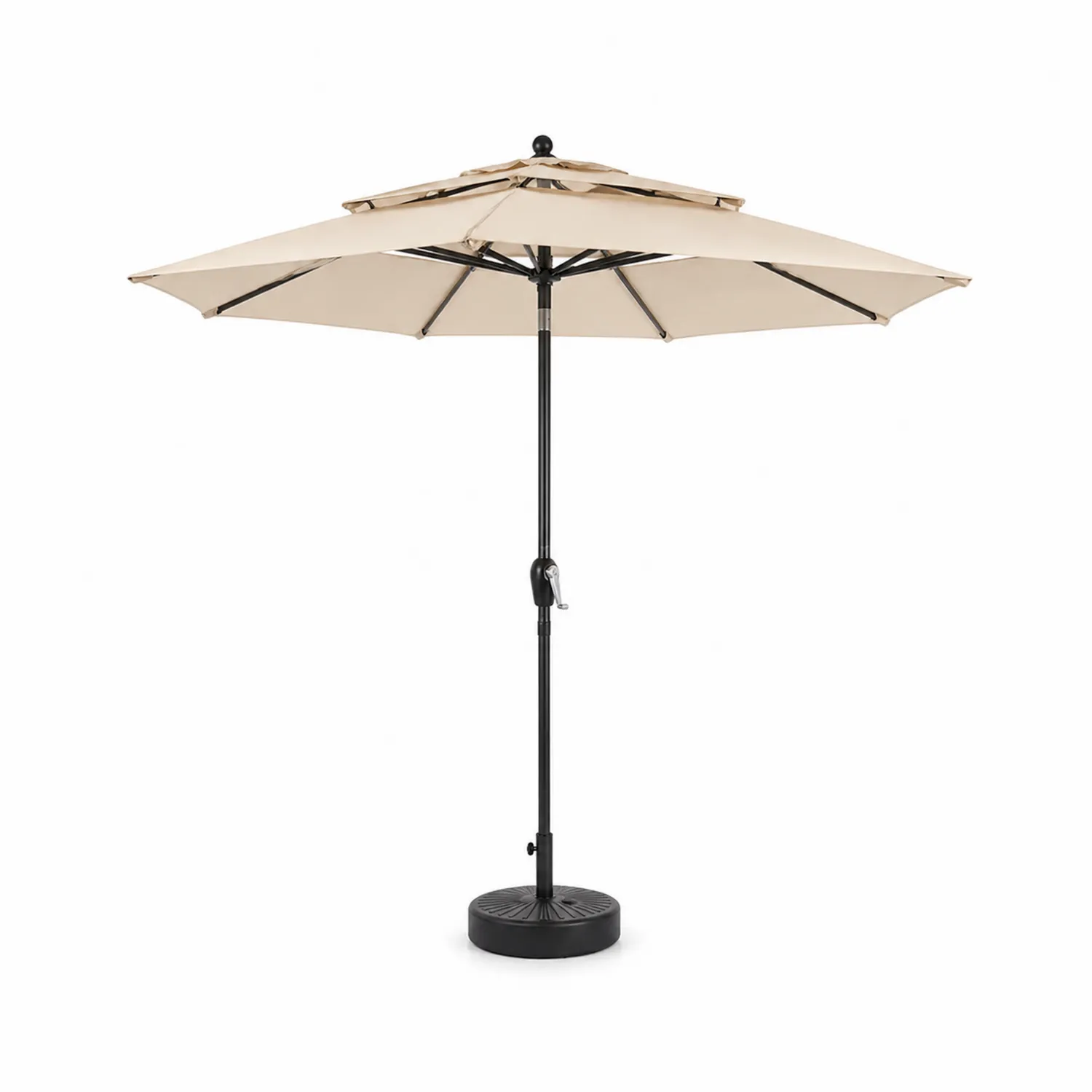 Sombrilla de Patio de Poliéster 2.7m Beige con Poste de Metal