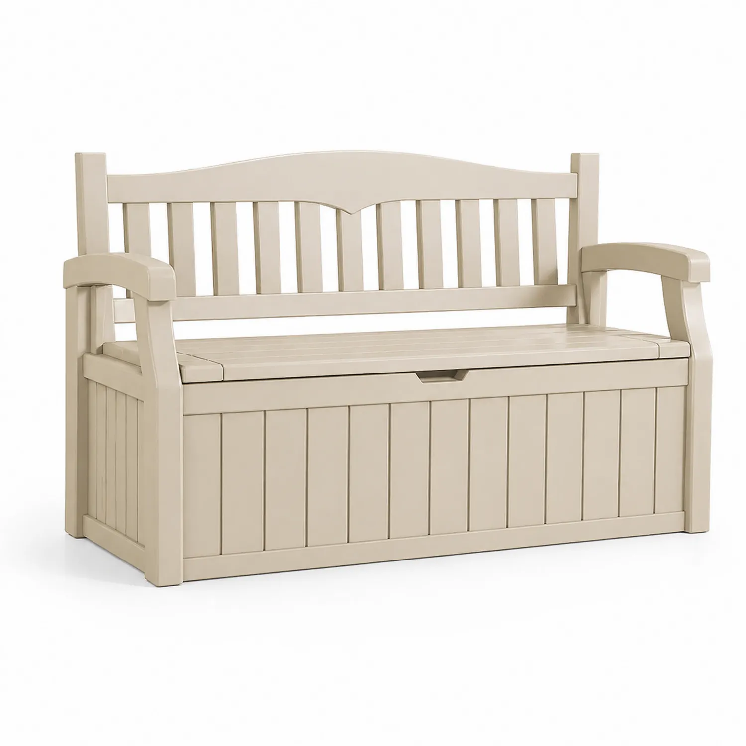 Banco de plástico con almacenamiento 130x60x85 cm Beige