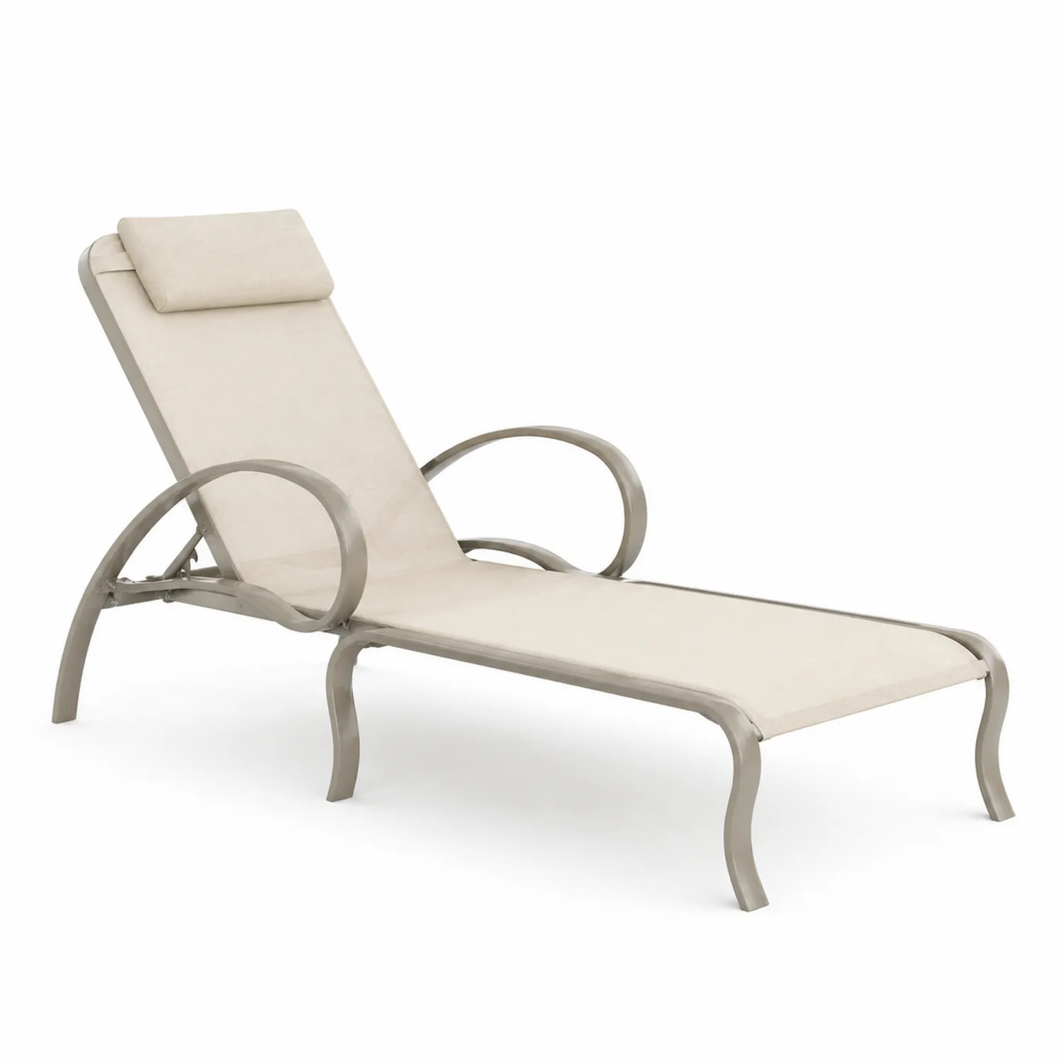 Tumbona de Aluminio con Tejido Beige
