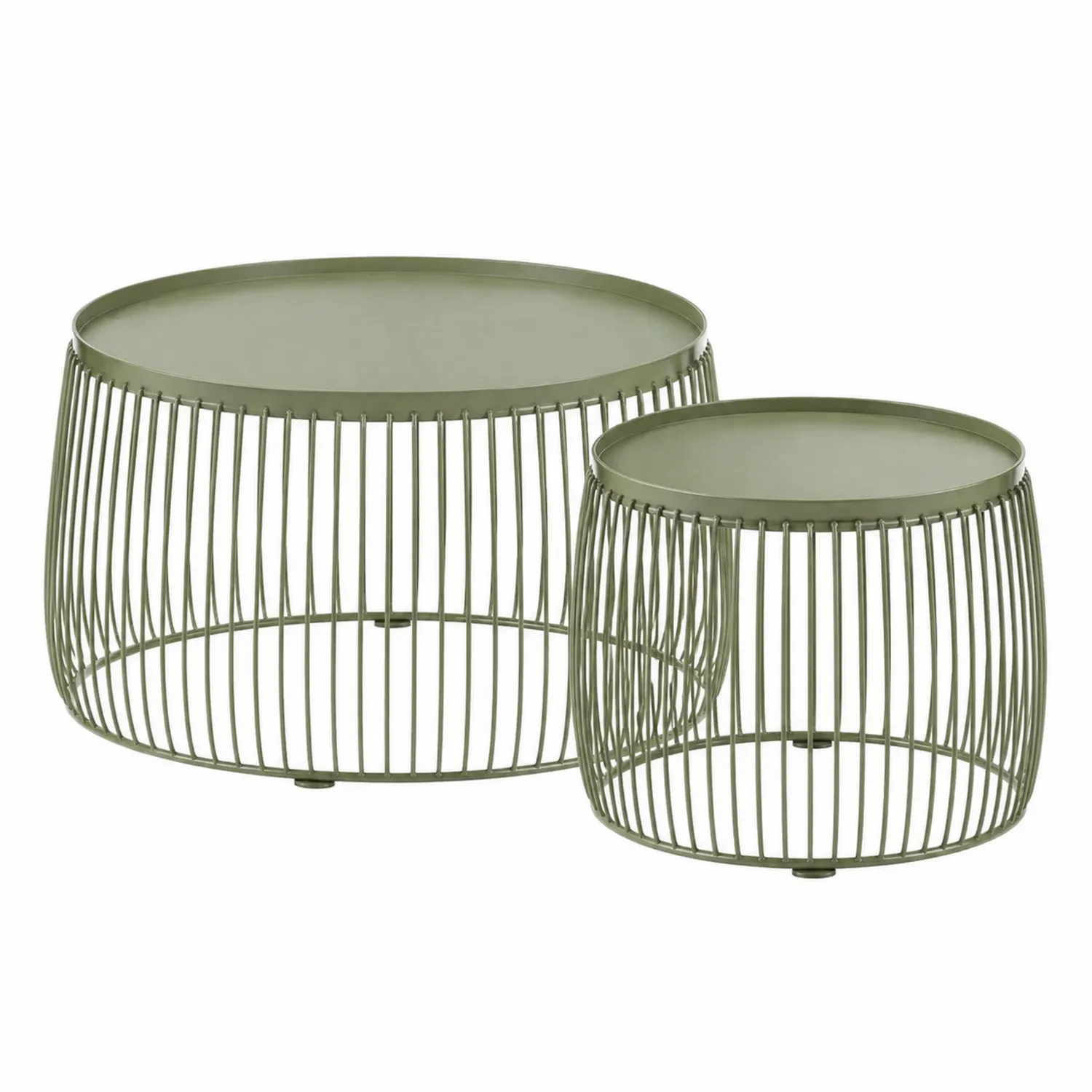 Mesas nido de metal verde oliva 2 piezas