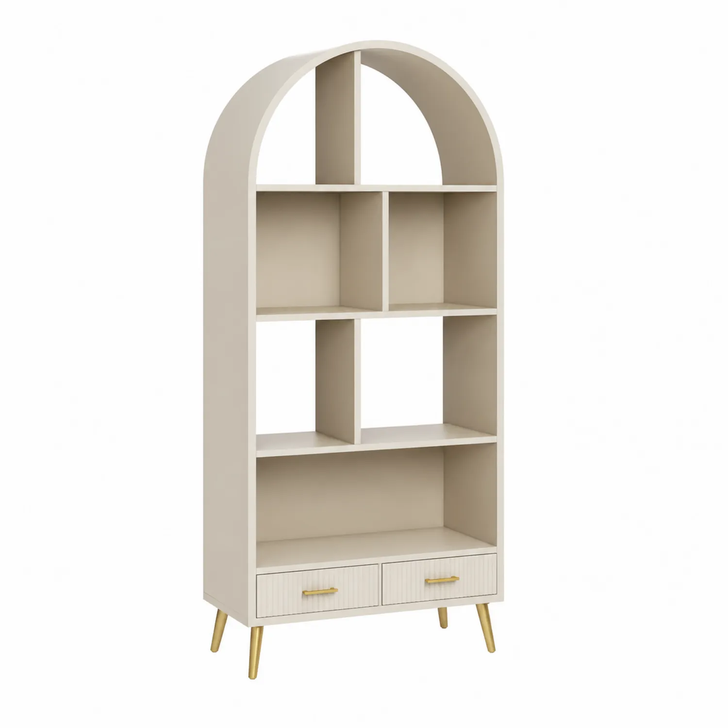 Estantería de Madera MDF Beige con Cajones y Arco 152 cm