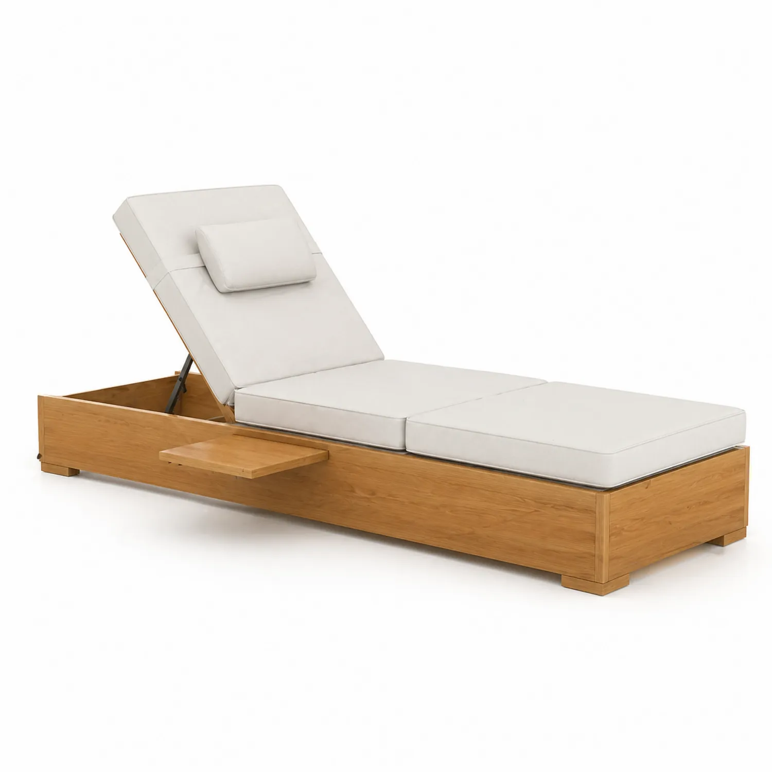 Tumbona de Madera de Teca con Cojines Beige