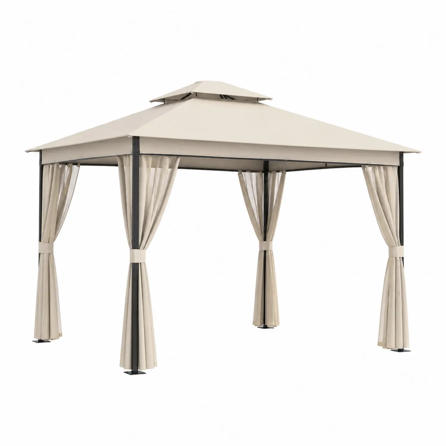 Pérgola de Acero con Techo de Poliéster Beige