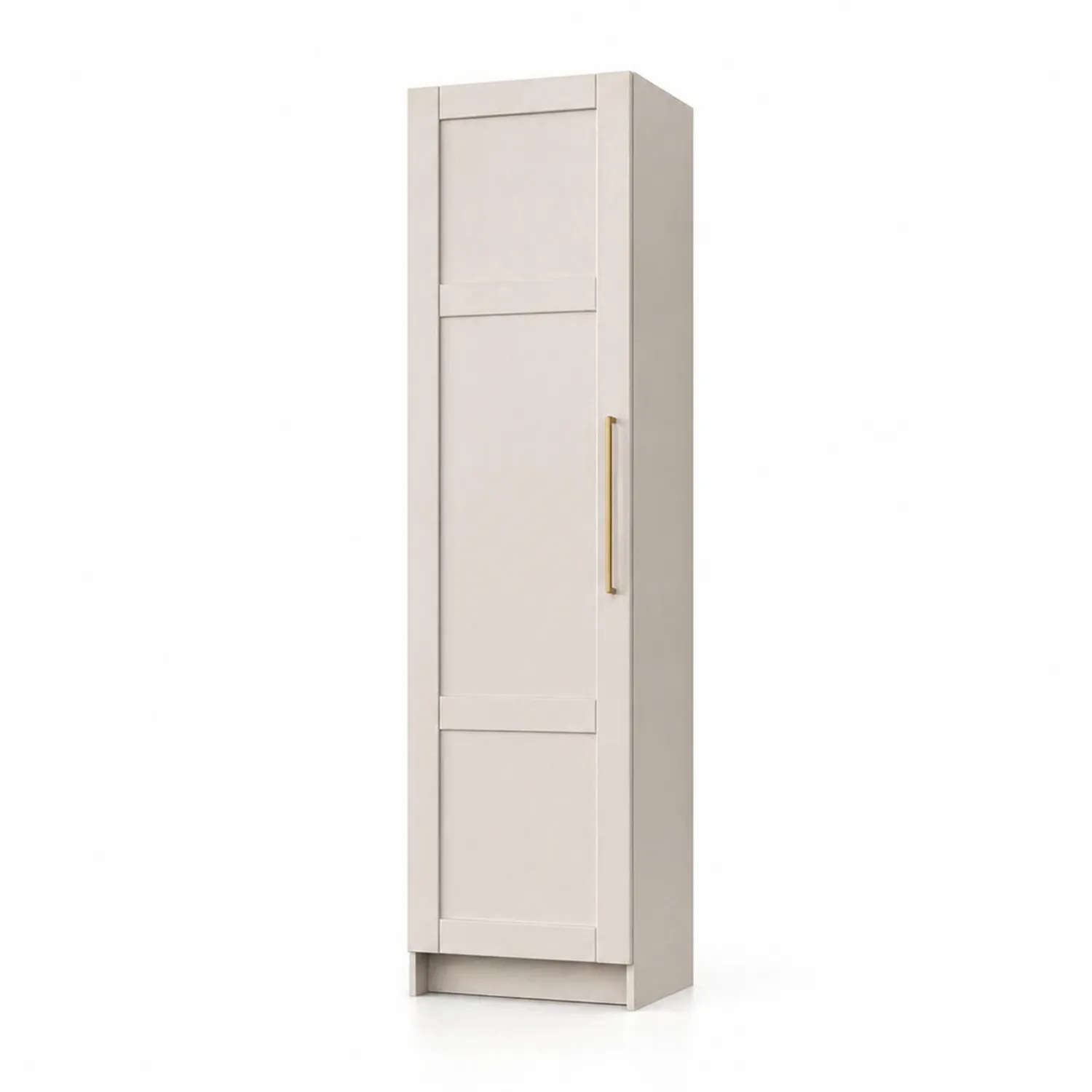 Armario de madera con puerta corredera y asa dorada 60x40x200 cm Beige