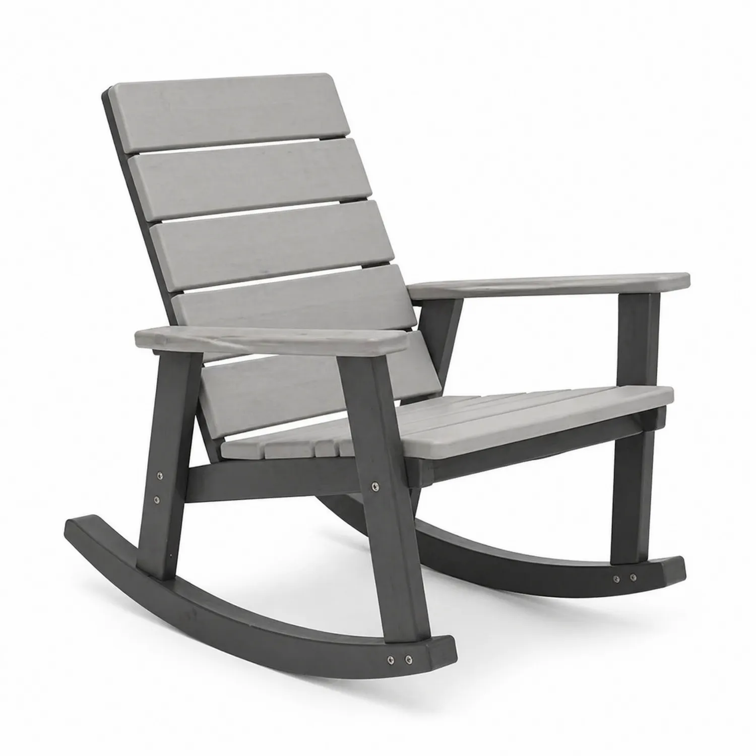 Silla mecedora de madera plástica para exteriores gris