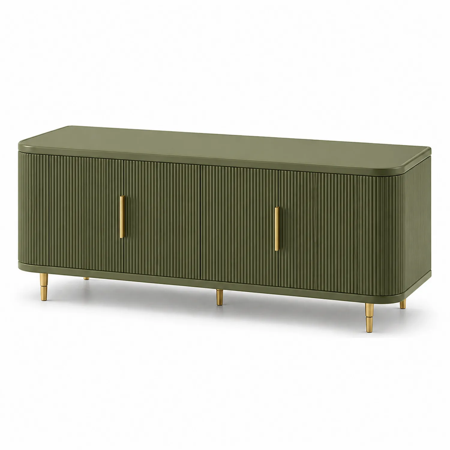 Mueble de TV de Madera con Patas Metálicas en Verde Oliva