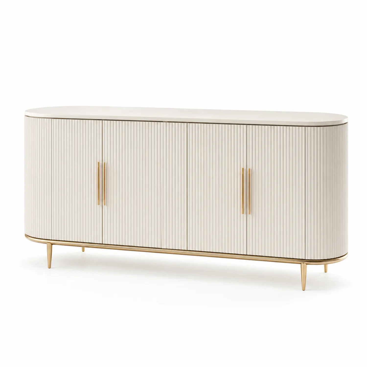 Aparador de MDF texturizado 200 cm Beige con patas doradas