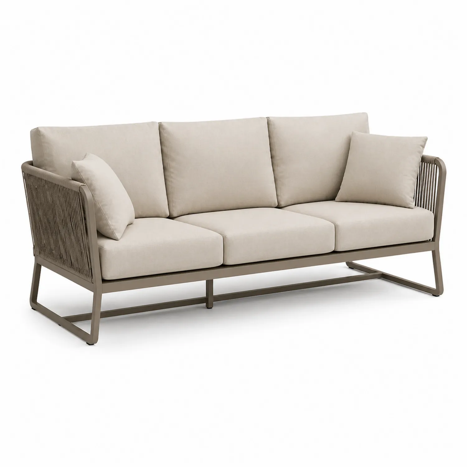 Sofá de 3 plazas de aluminio y poliéster beige