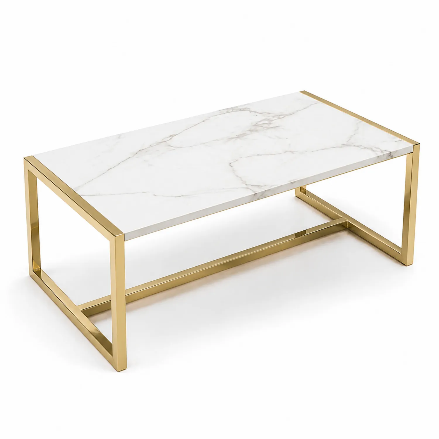 Mesa de mármol con marco de acero